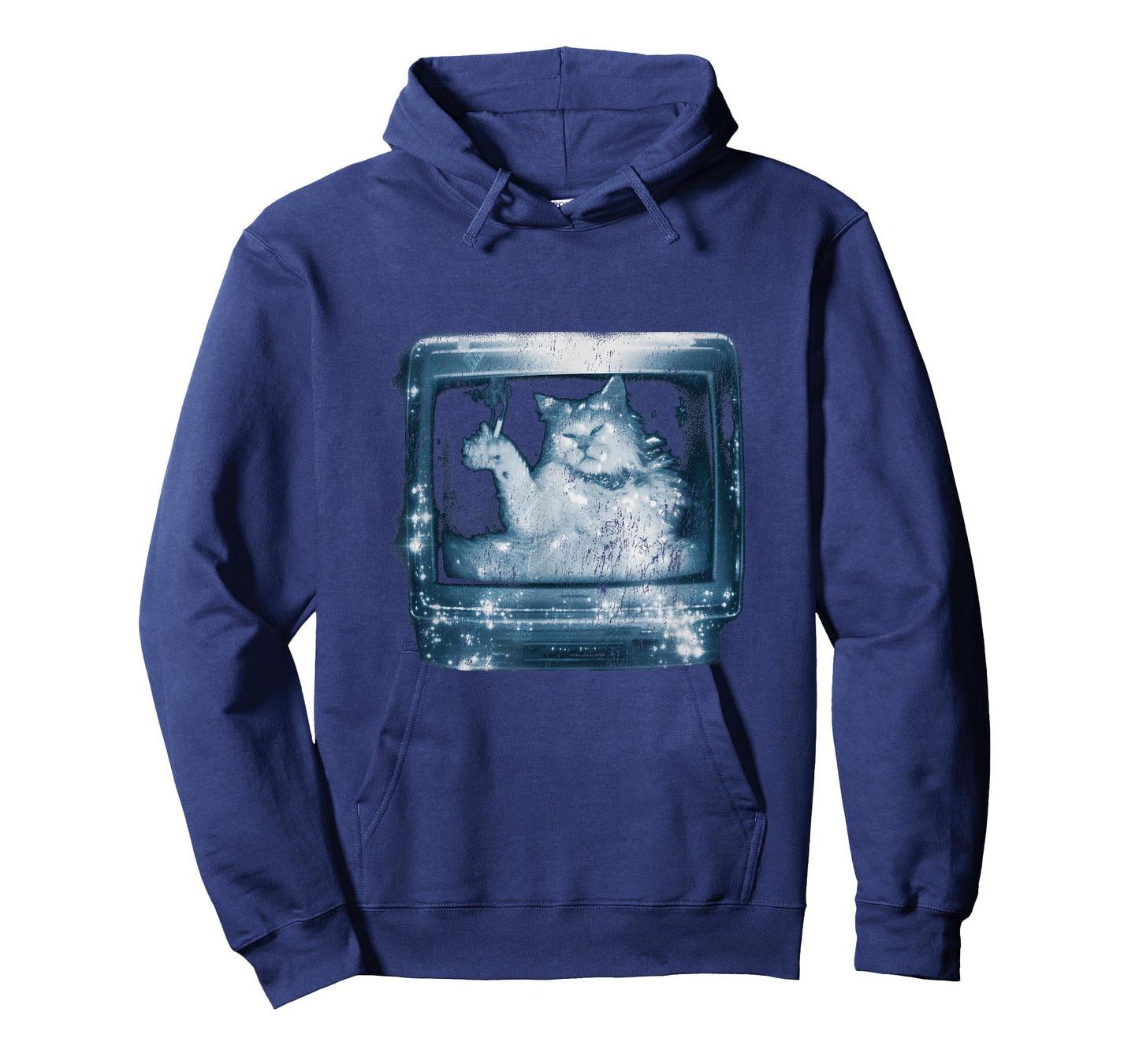 Retro Futuristic Cat Smoking Inside a Vintage CRT TV 80s 90s T-Shirt
