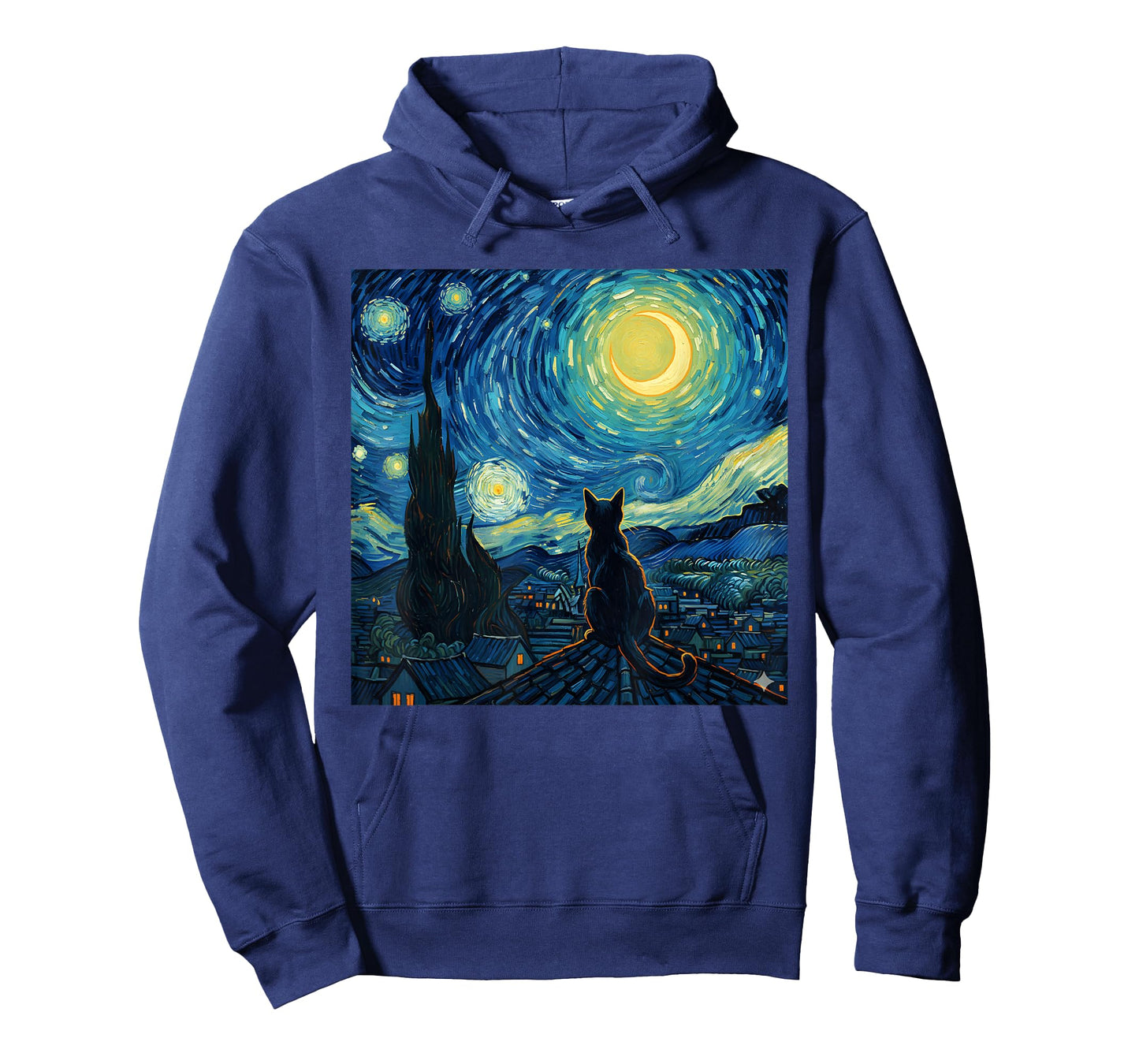 Van Gogh Starry Night Black Cat,Cat Mom, Cat Dad T-Shirt