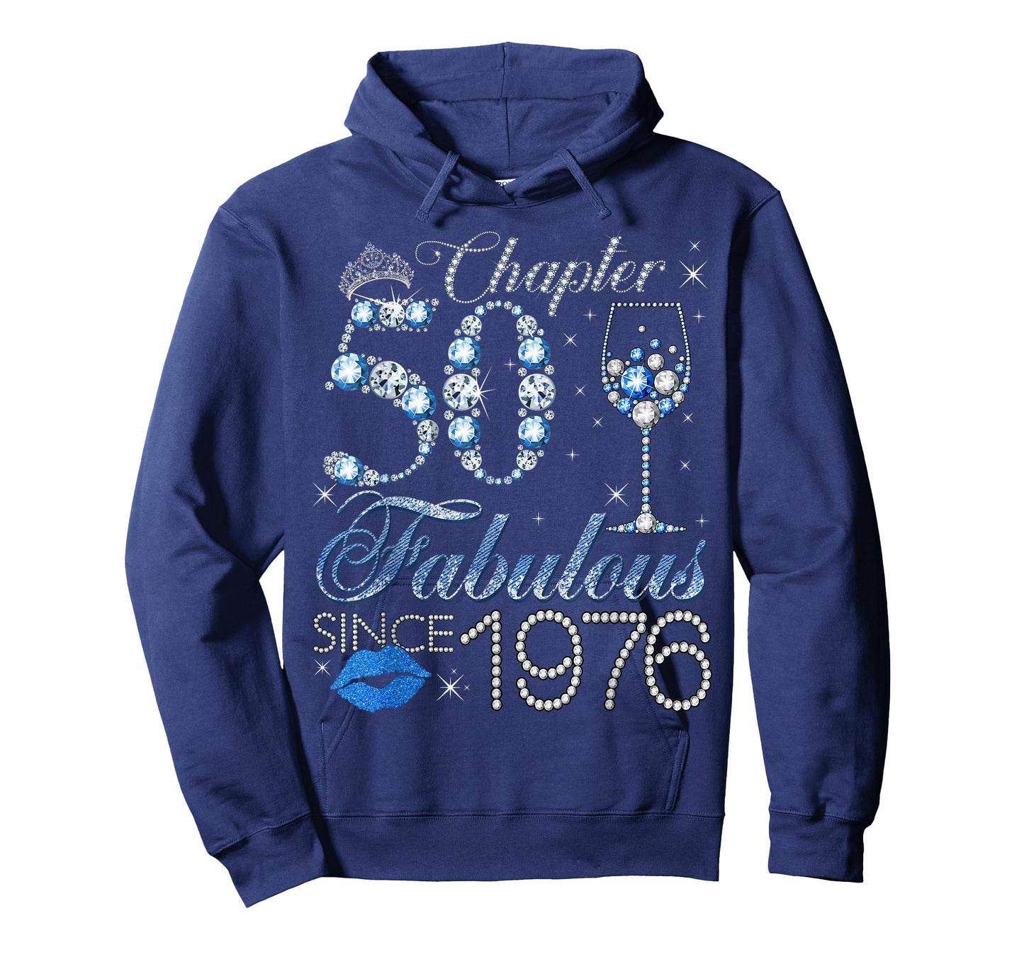 Chapter 50 50th Birthday Crown Wine Glass Denim and Diamonds T-Shirt