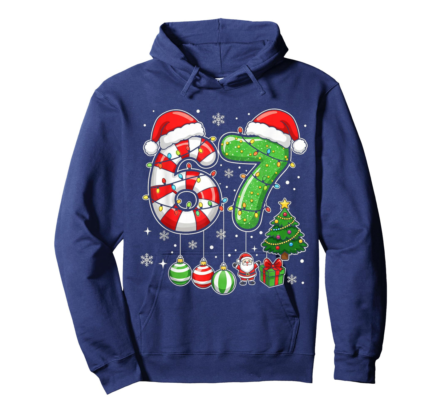 Funny Six Seven 67 Christmas Candy Cane Santa 6 7 Meme T-Shirt