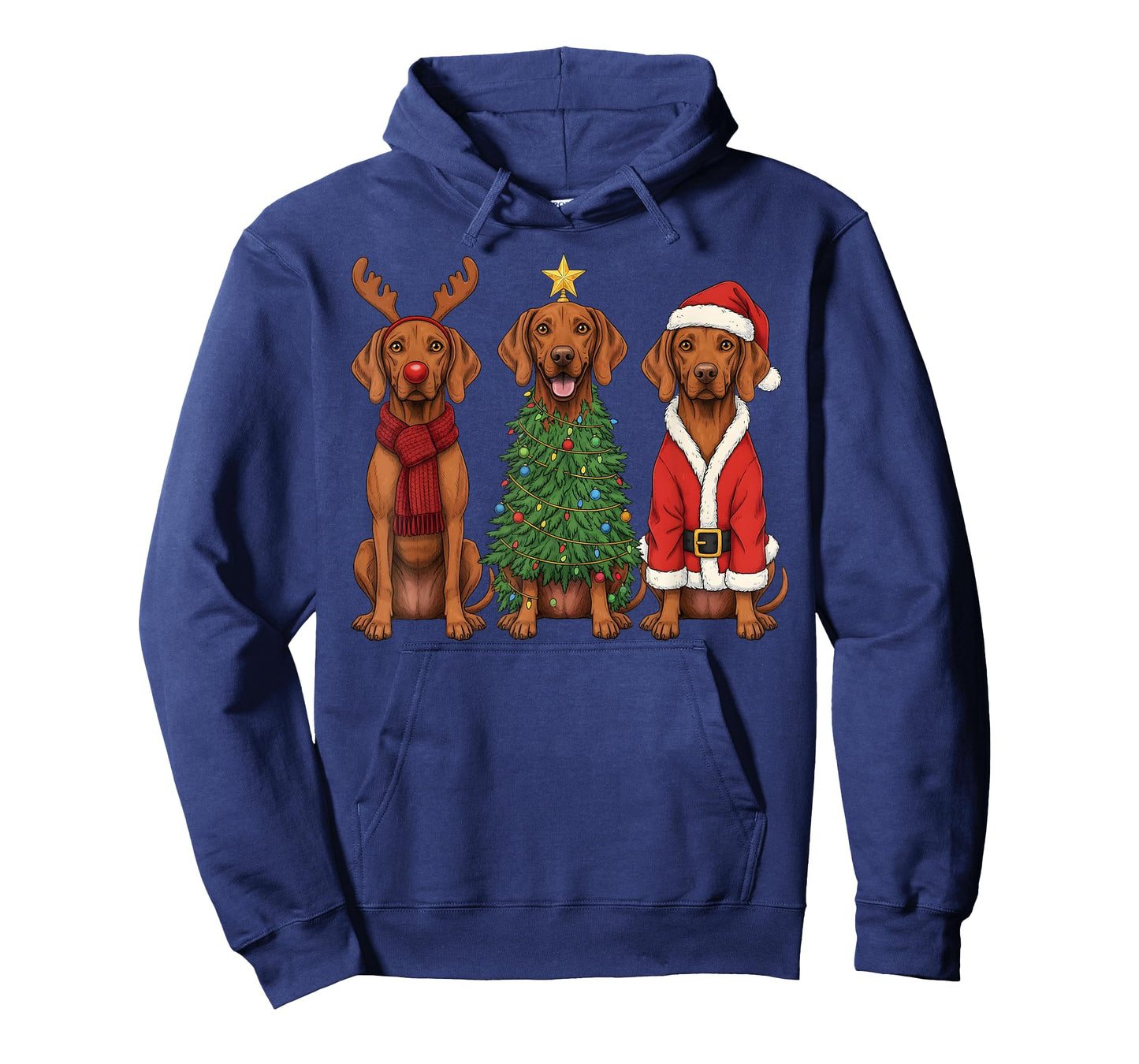 Retro Christmas Vizsla Santa Reindeer Dog Lover T-Shirt