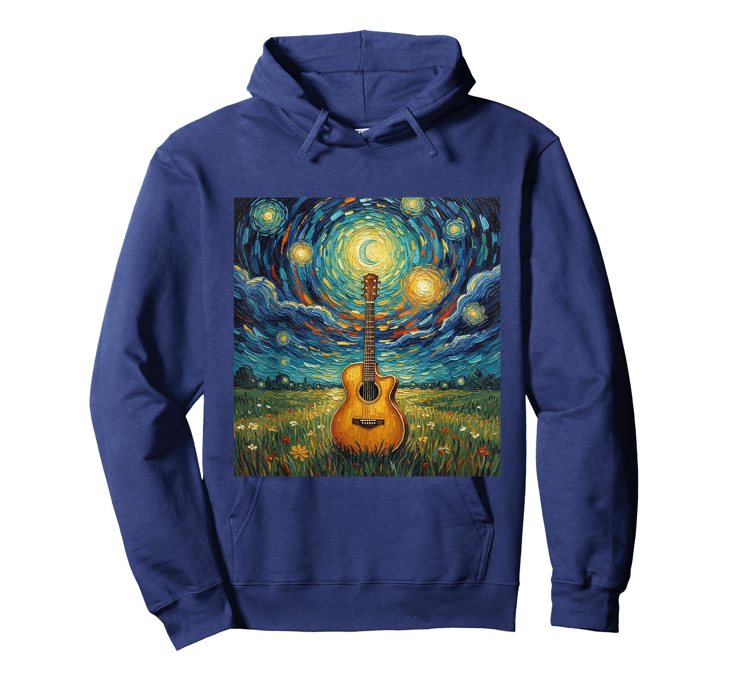 Starry Night Music Artist Graphic Acoustic Guitar T-Shirt