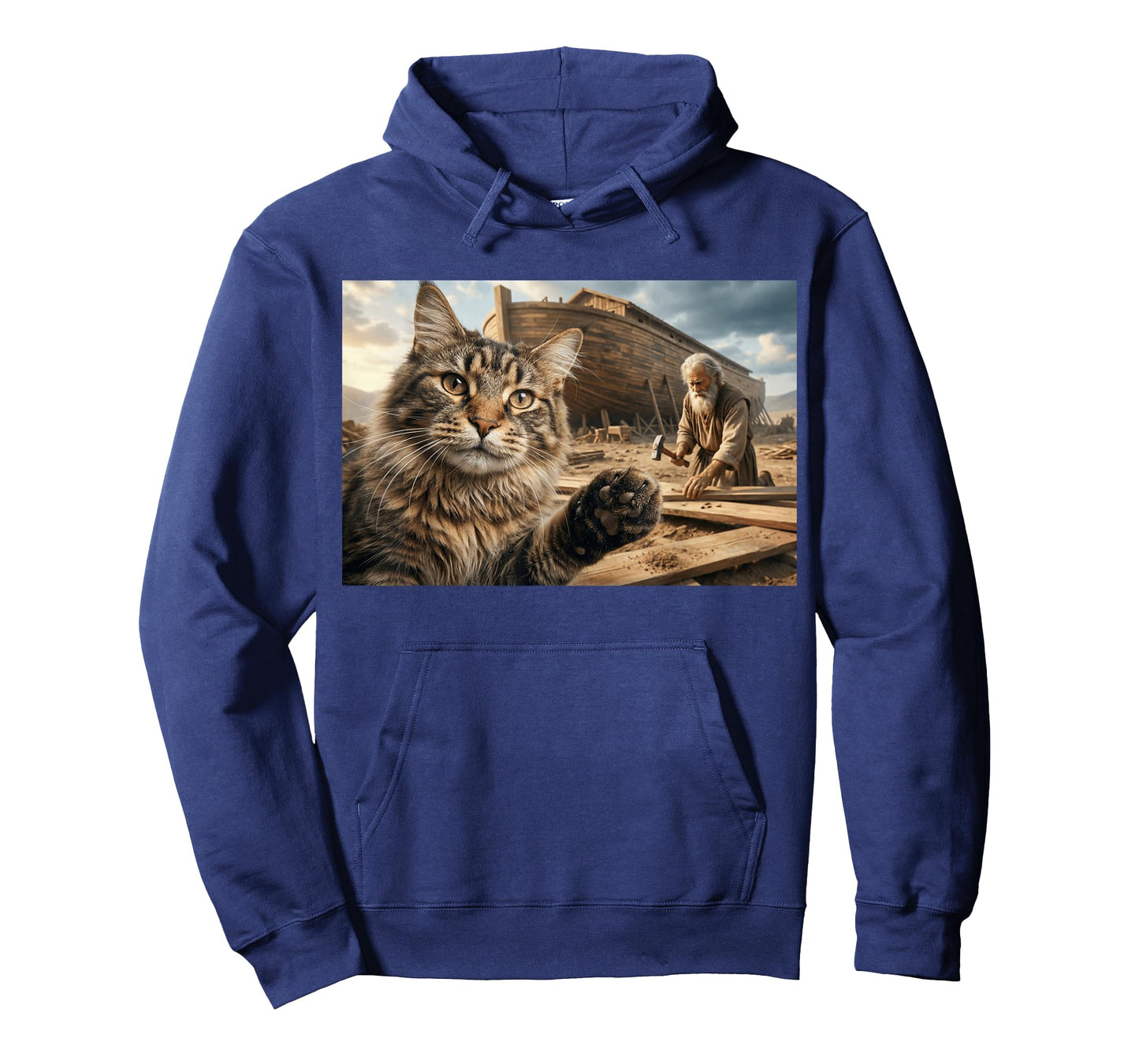 Funny Cat Helping Noah Build The Ark Christian Bible Humor T-Shirt