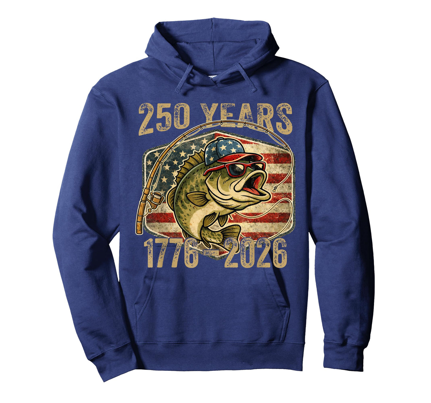 250 Years 1776-2026 Bass Fishing American 250th Anniversary T-Shirt