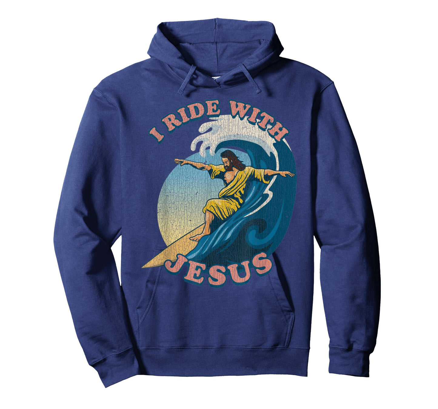 Vintage I Ride with Jesus Surfing Jesus T-Shirt