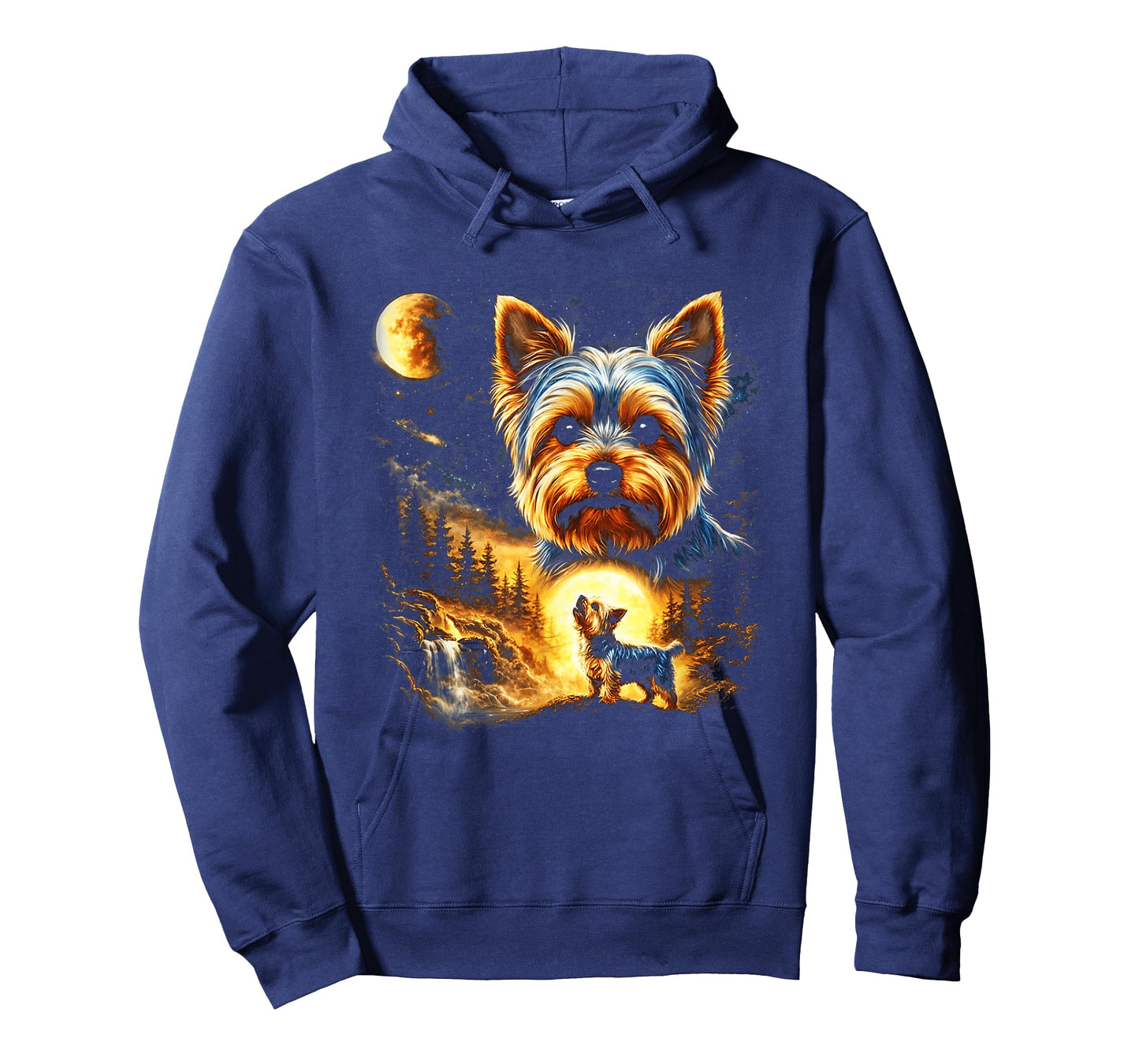 Yorkie Howling to The Moon Vintage 90s Funny Dog Graphic T-Shirt