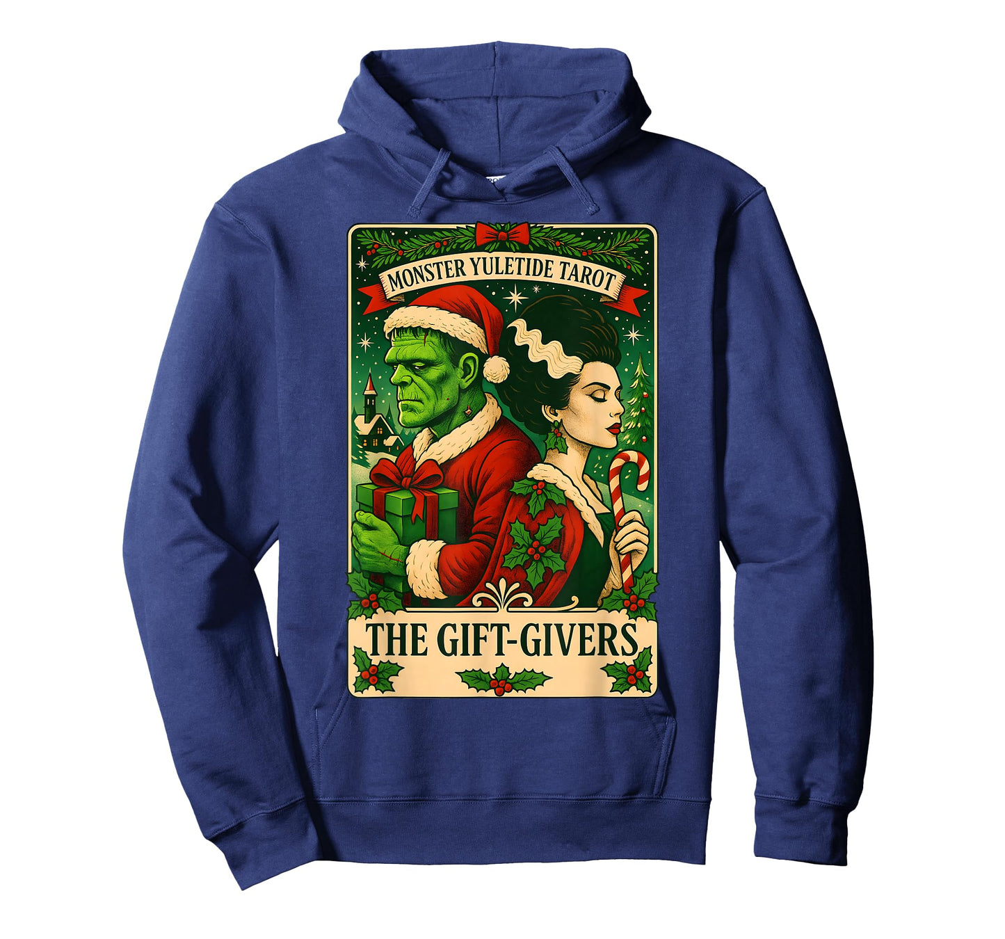 Christmas Frankenstein and Bride The Lovers Tarot Card T-Shirt