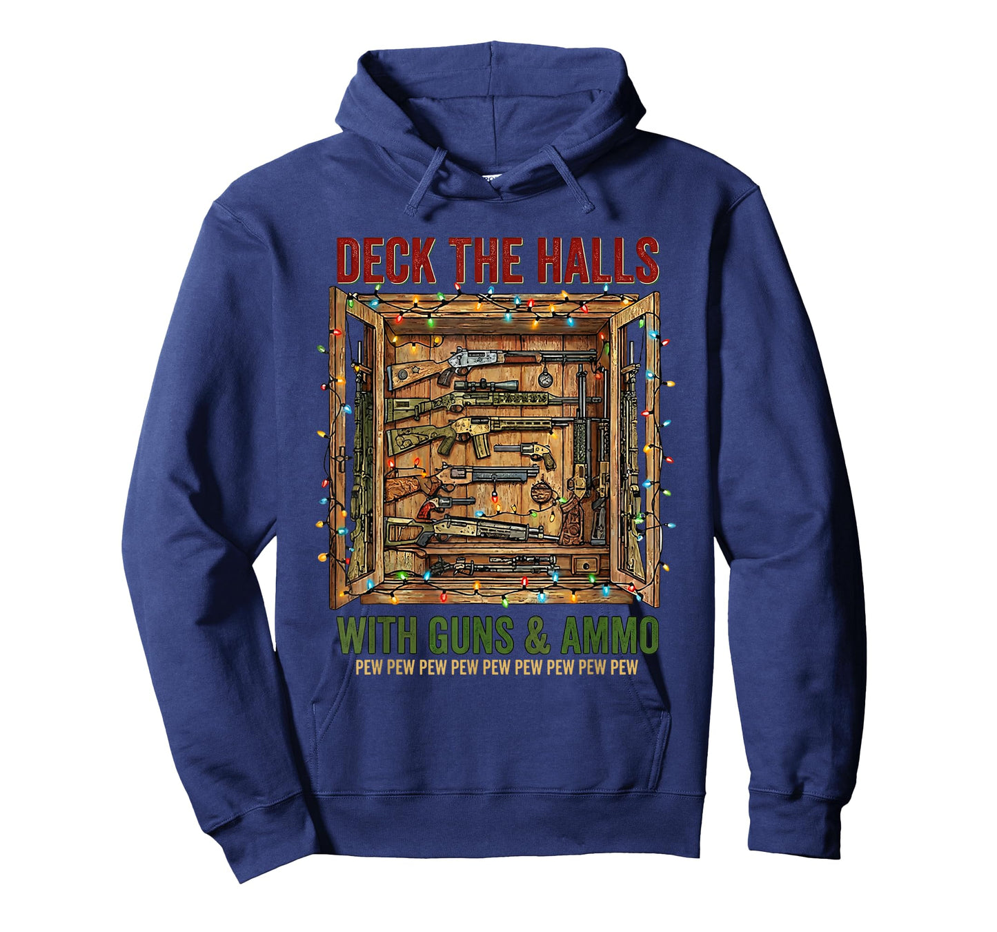 Deck The Halls with Guns and Ammo Christmas Humor T-Shirt
