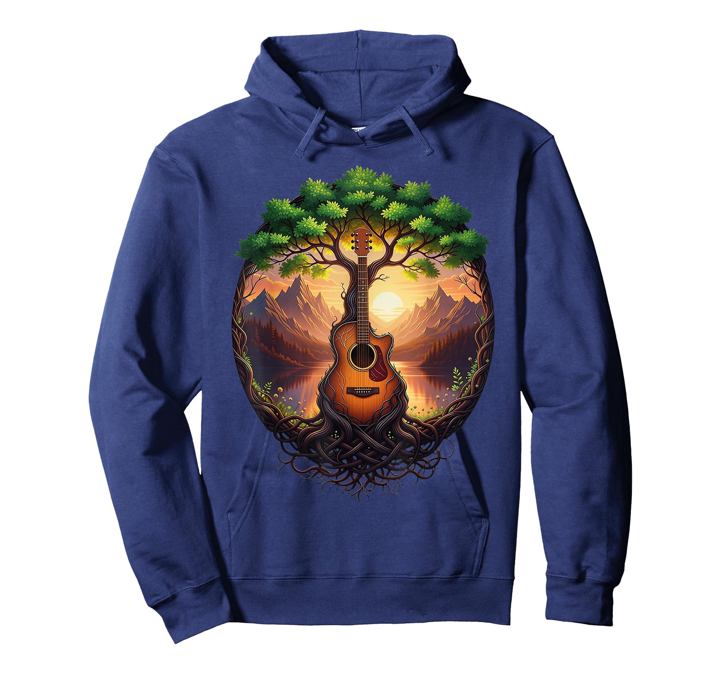 Acoustic Guitar Tree by The Lake Nature Sunset Guitarist T-Shirt