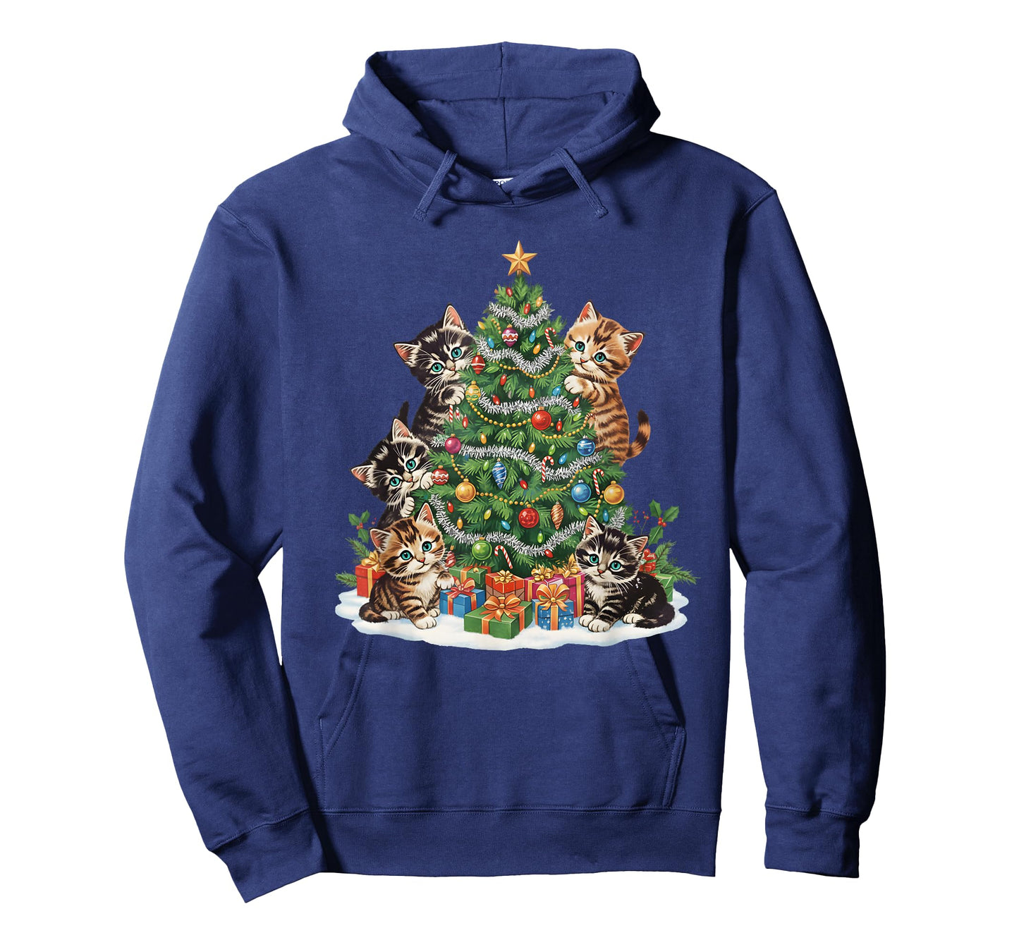 Vintage Retro 90's Cat Christmas Tree Pet Lover Pajama T-Shirt