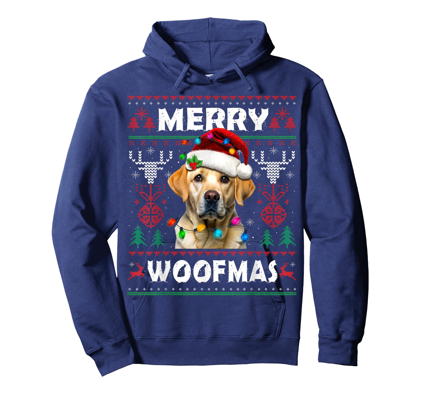 Merry Woofmas Yellow Labrador Christmas Ugly Sweater Dog T-Shirt
