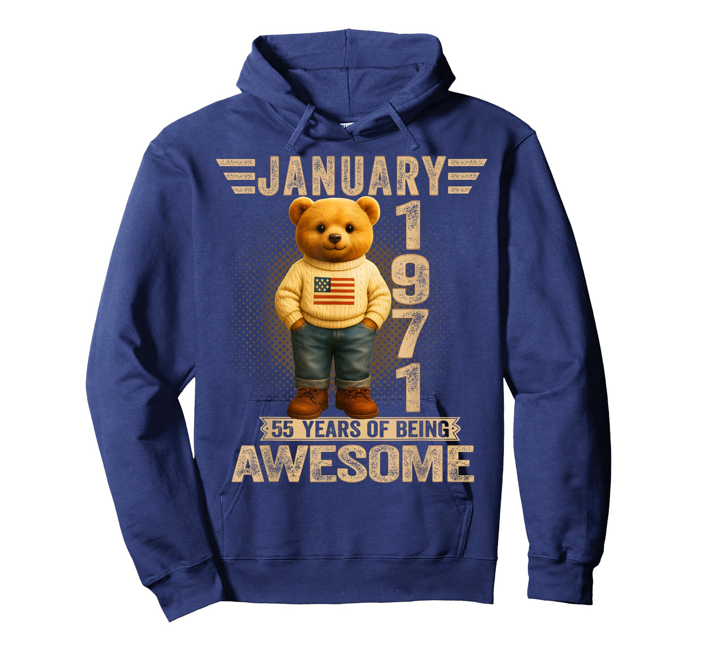 55 Year Old January 1971 Teddy Bear 55th Birthday Men Women T-Shirt