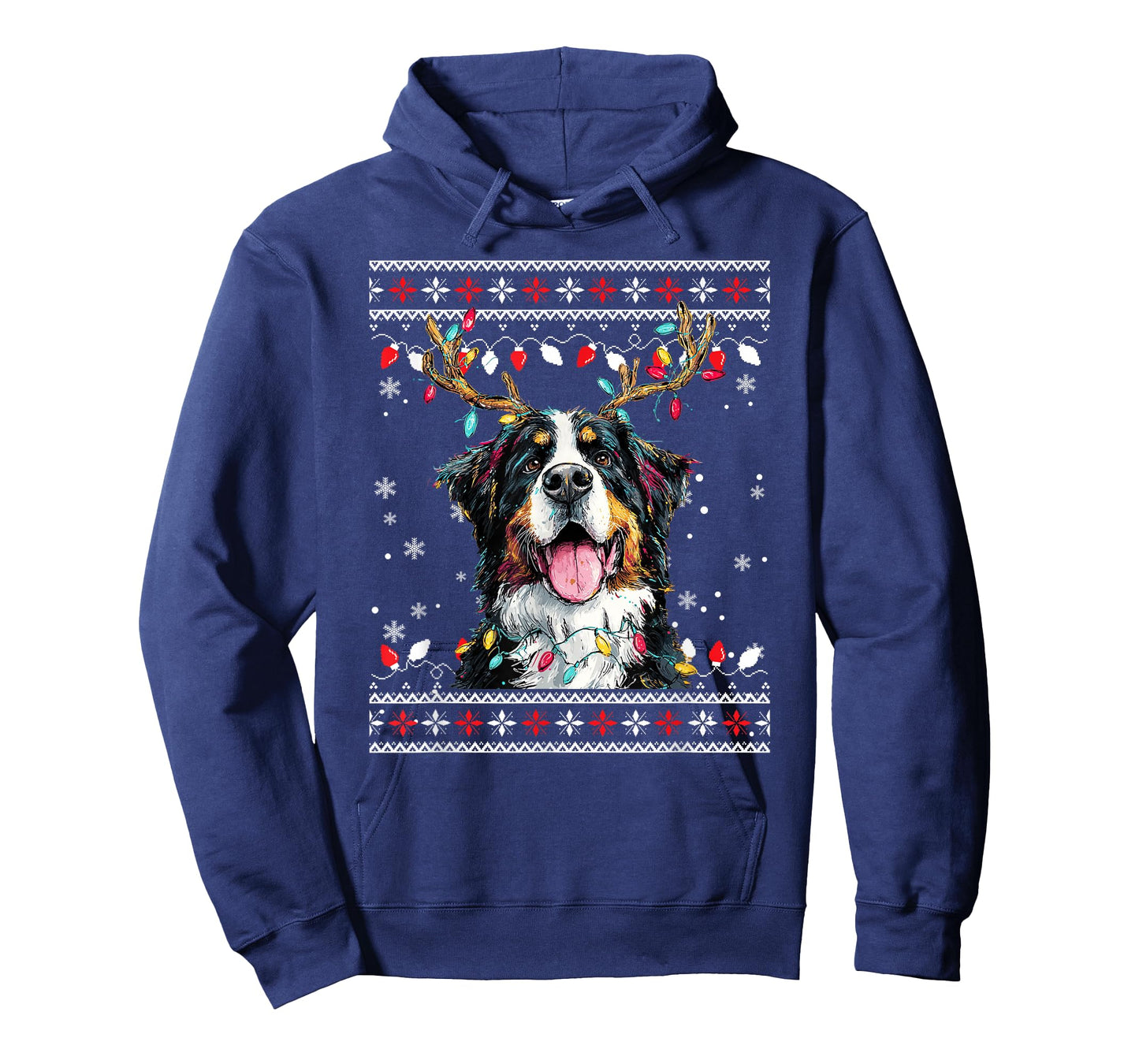 Cute Bernese Mountain Dog Christmas Reindeer Santa Hat T-Shirt