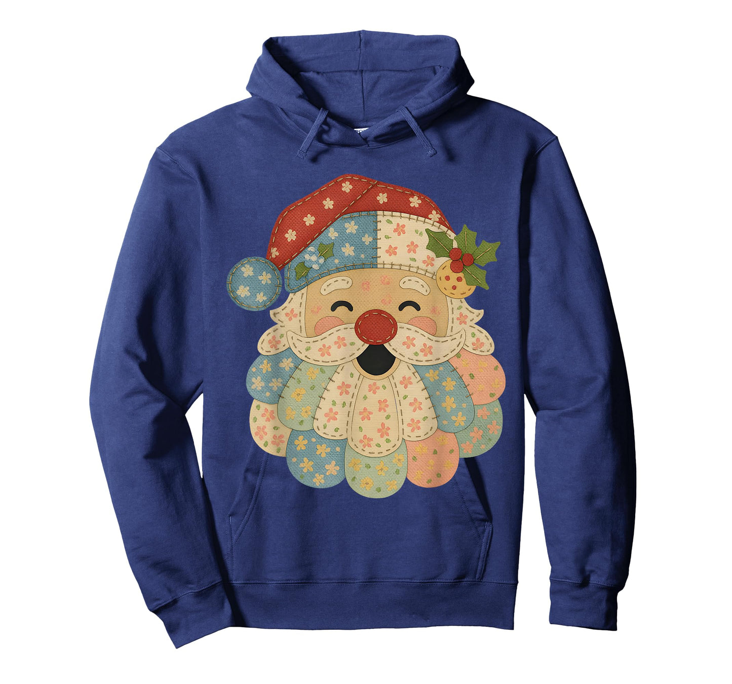 Pastel Patchwork Santa Vintage Quilt Christmas Tee T-Shirt