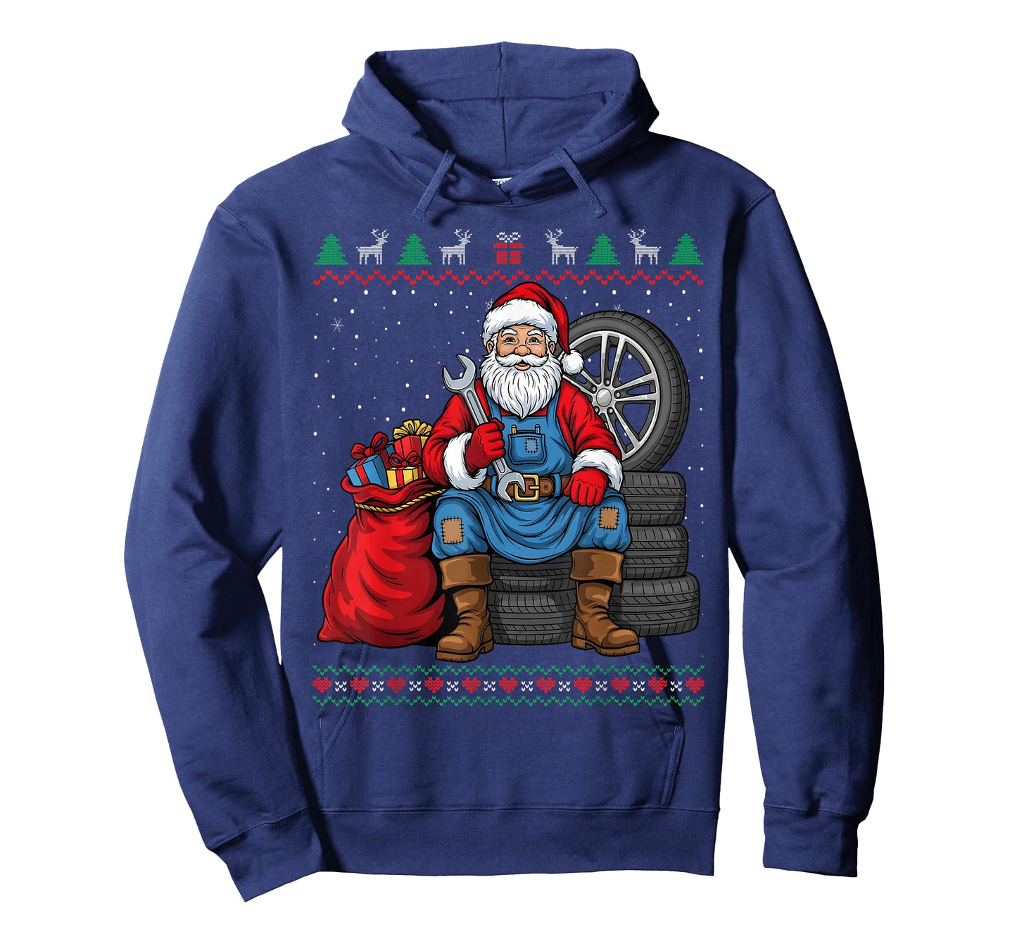 Mechanic Santa Claus Christmas Funny Ugly Sweater T-Shirt