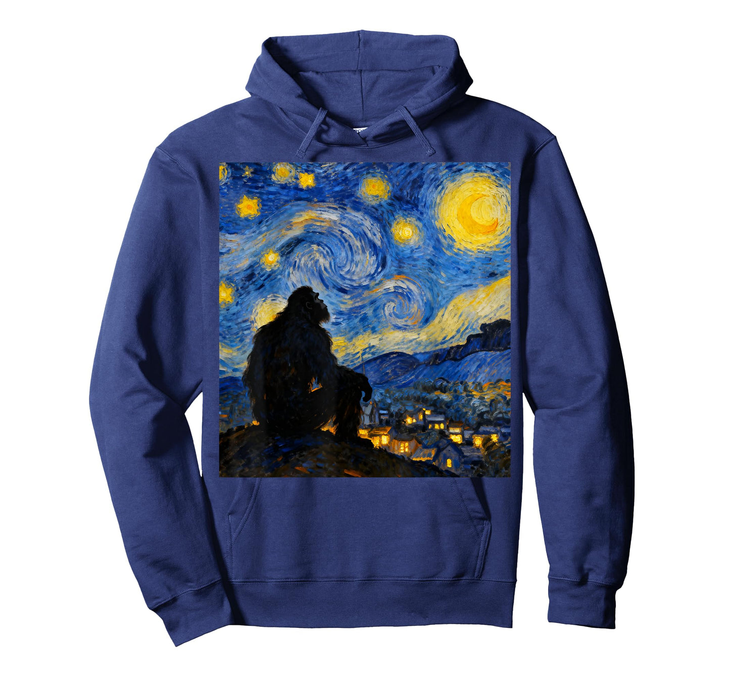 Funny Bigfoot Graphic Van Gogh Style Sasquatch Starry Night T-Shirt