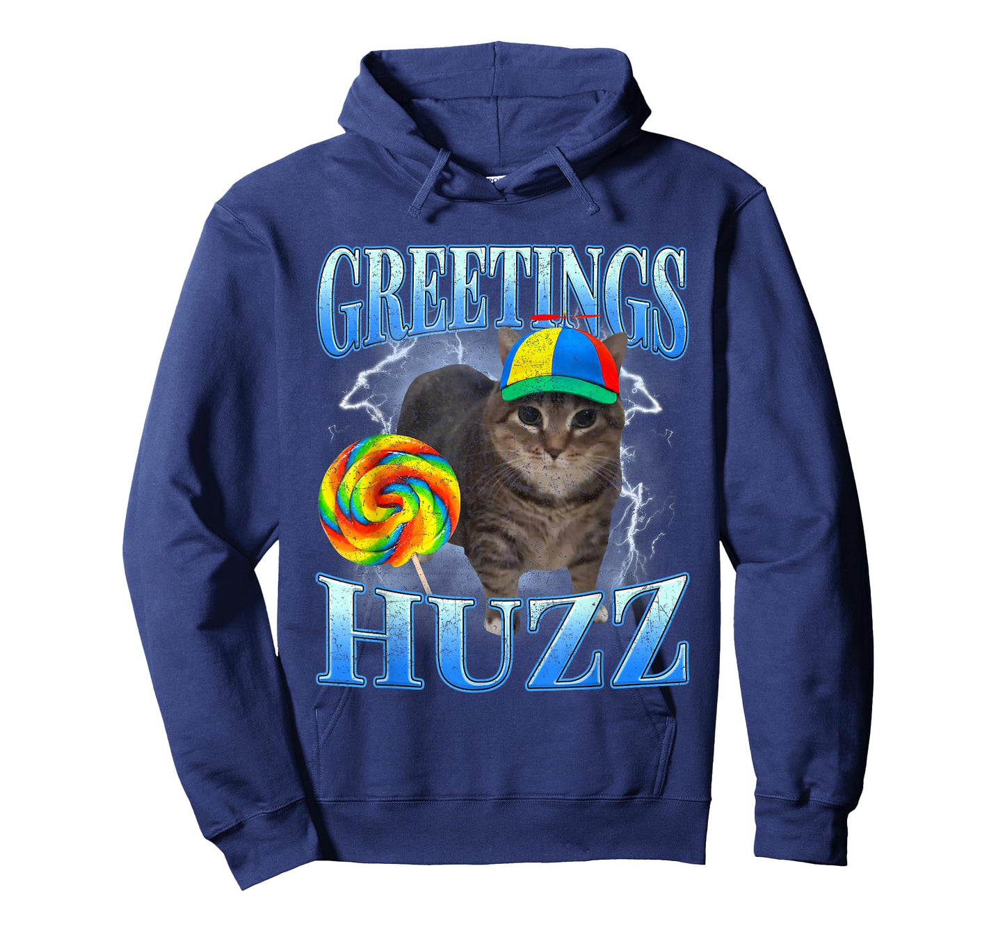Y2K Lollipop Cat Meme Greetings Huzz Funny Gen Z Alpha Slang T-Shirt