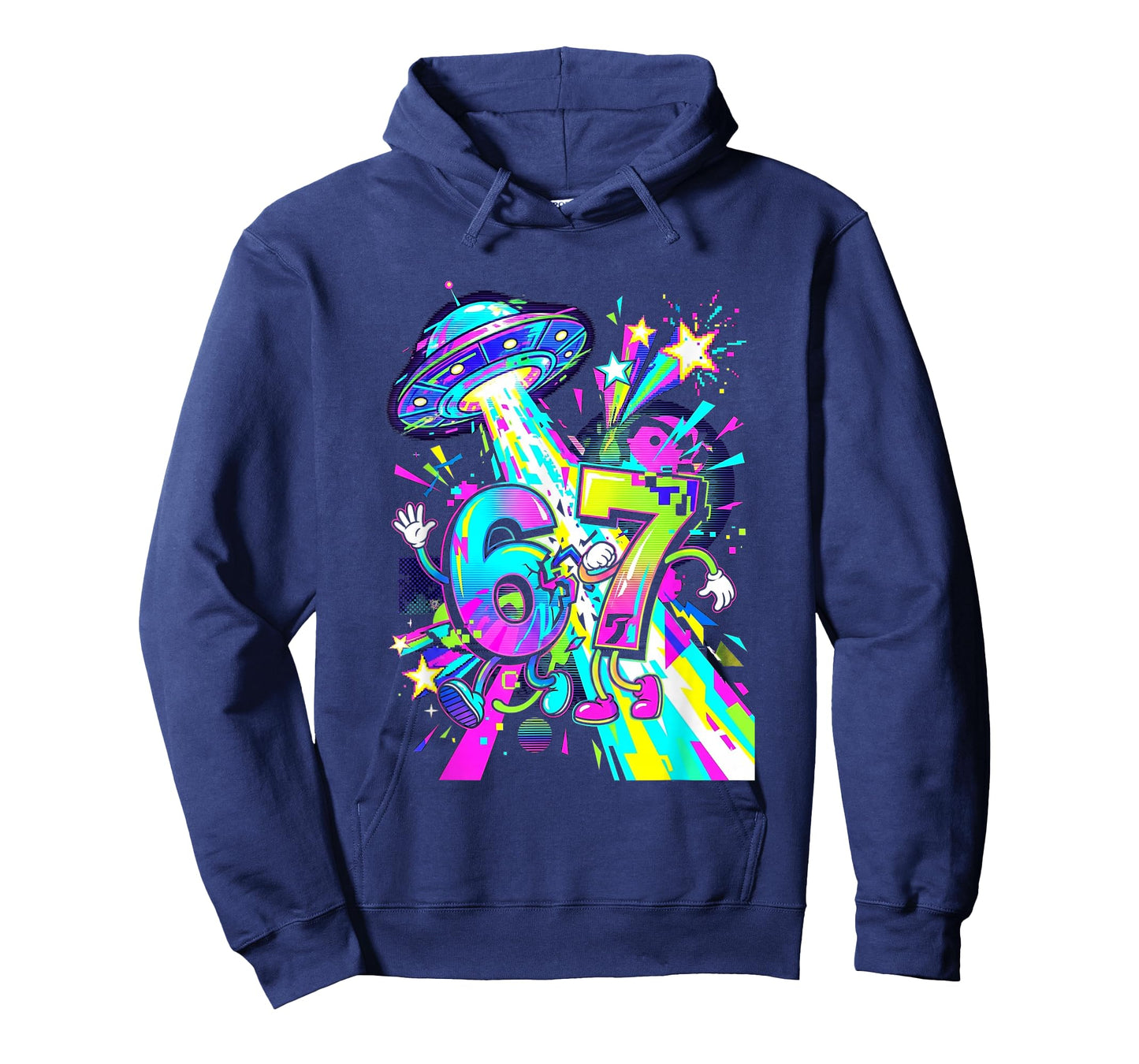 Alien Abduction Six Seven Funny Math Humor Meme Retro T-Shirt