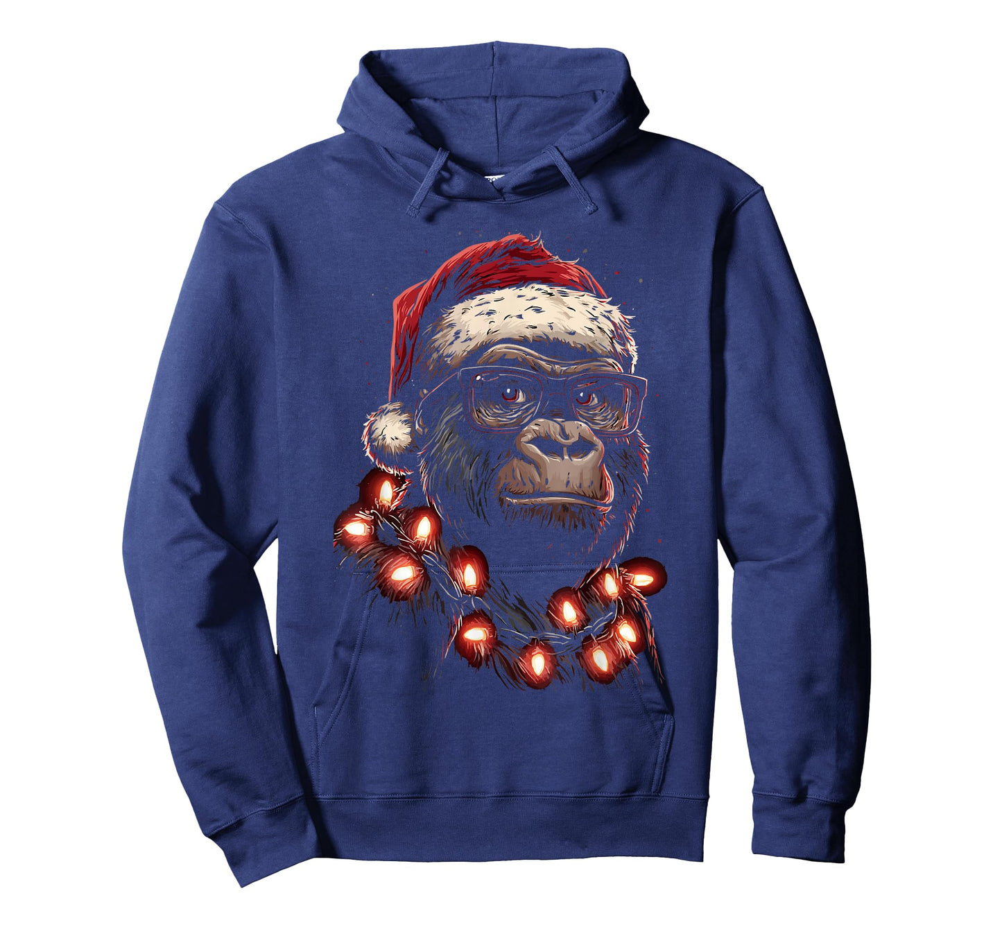 Cute Christmas Gorilla with Glasses Santa Hat Festive Animal T-Shirt