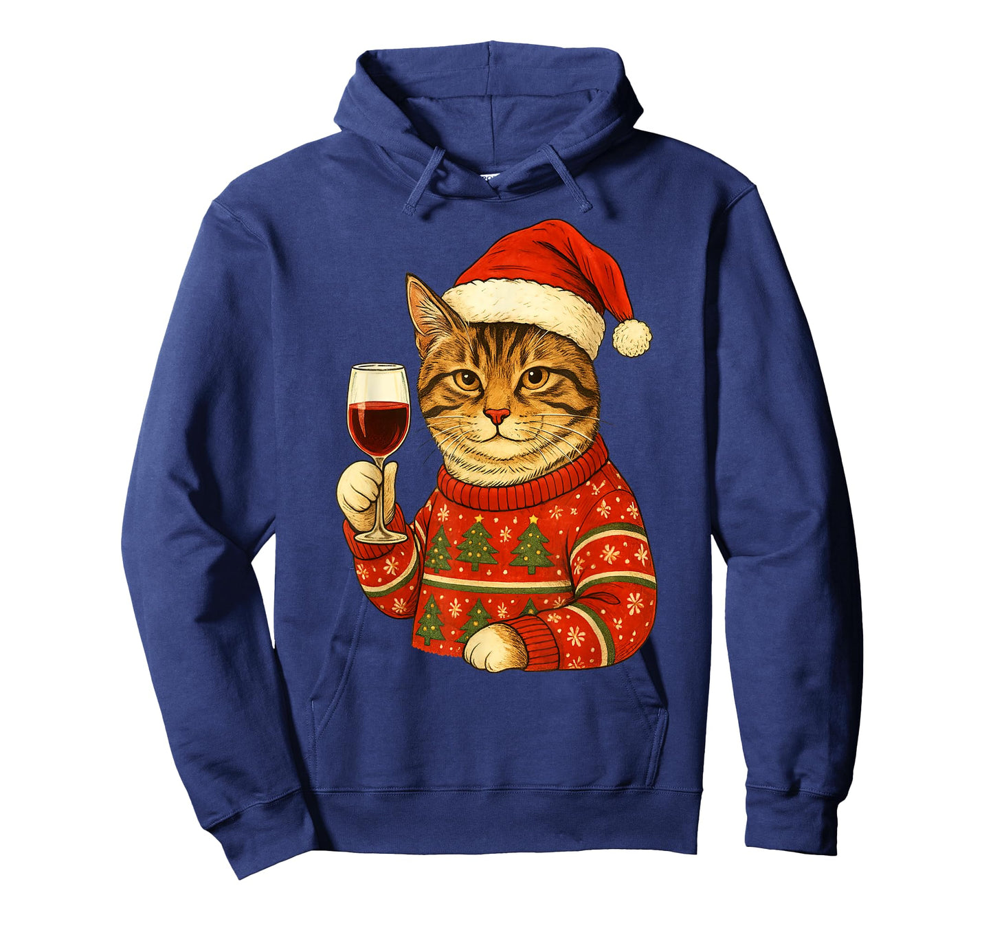 Christmas Santa Cat Drinking Wine Cute Kitten Holding Wine T-Shirt