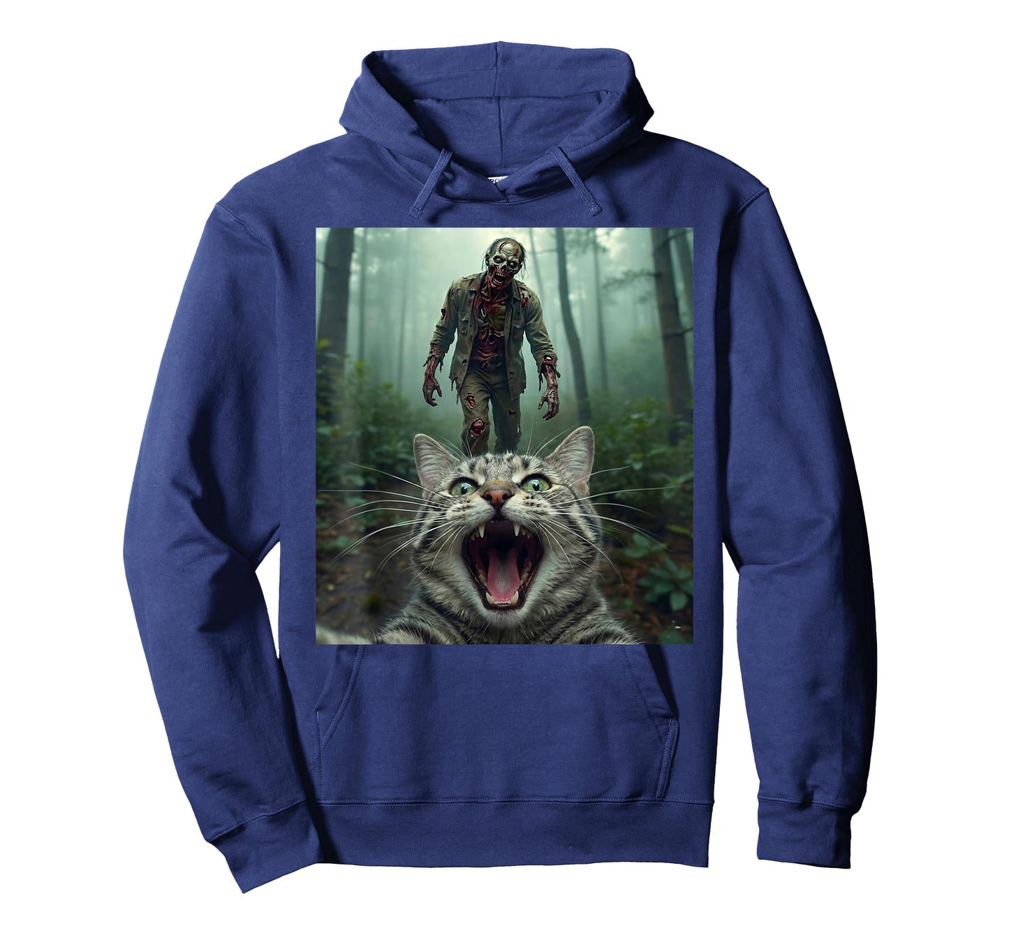 Funny Cat Selfie with Zombie Horror T-Shirt