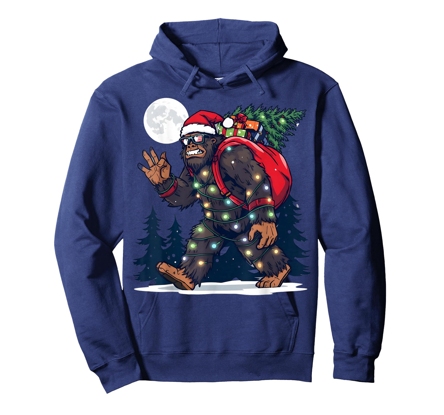 Xmas Sasquatch Christmas Adventure Holiday Tree Lights Fun T-Shirt