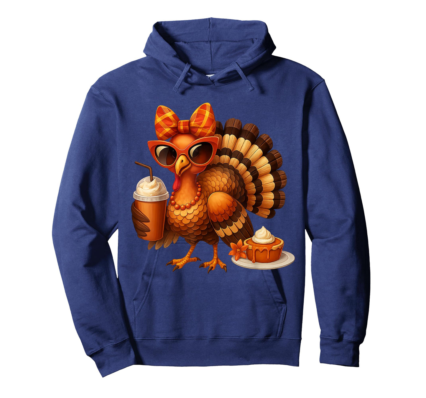 Turkey Drinking Coffee Bow Thanksgiving Womens Turkey Day T-Shirt
