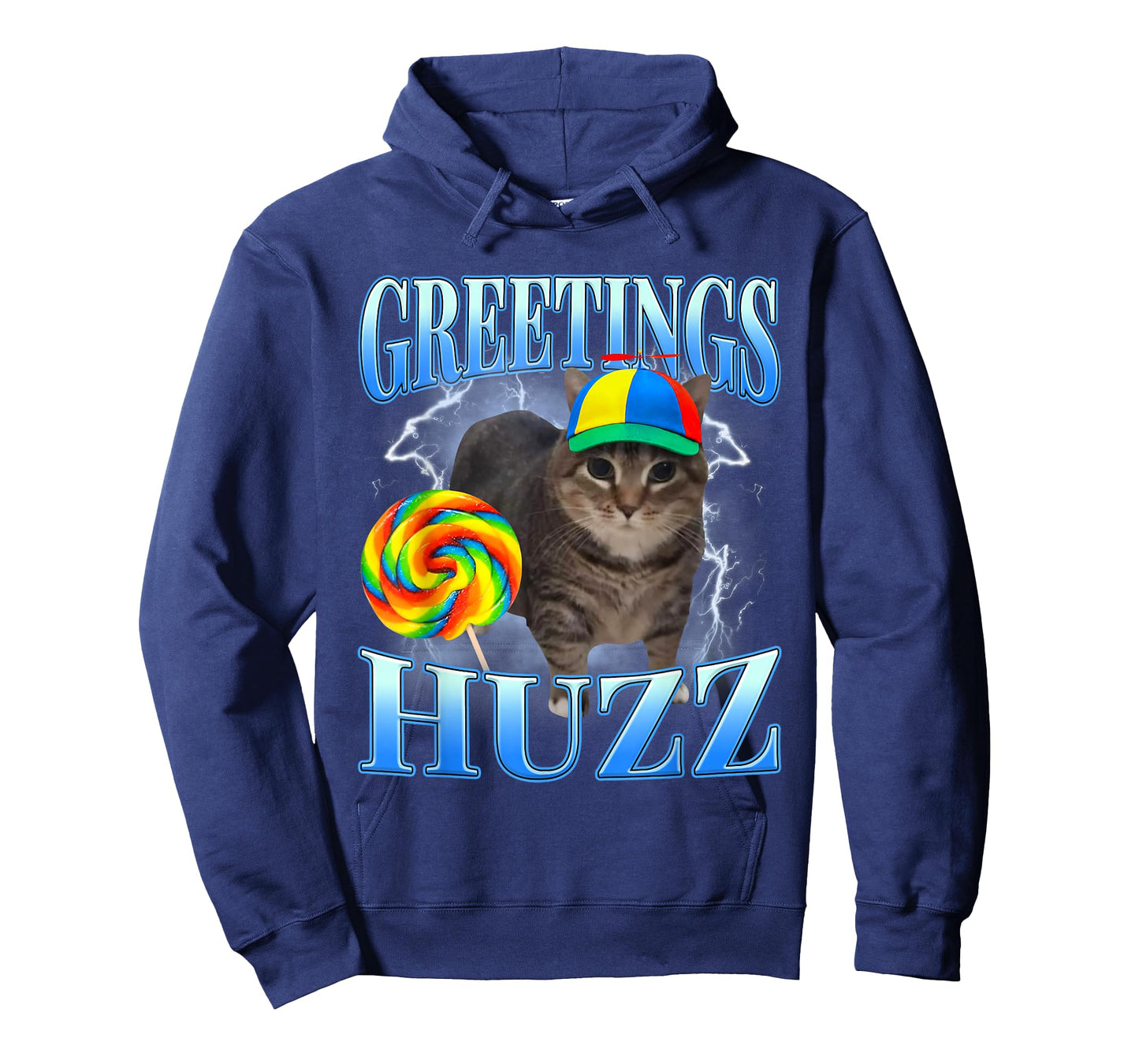 Greetings Huzz Funny Lollipop Silly Cat Meme Men Women Kids T-Shirt