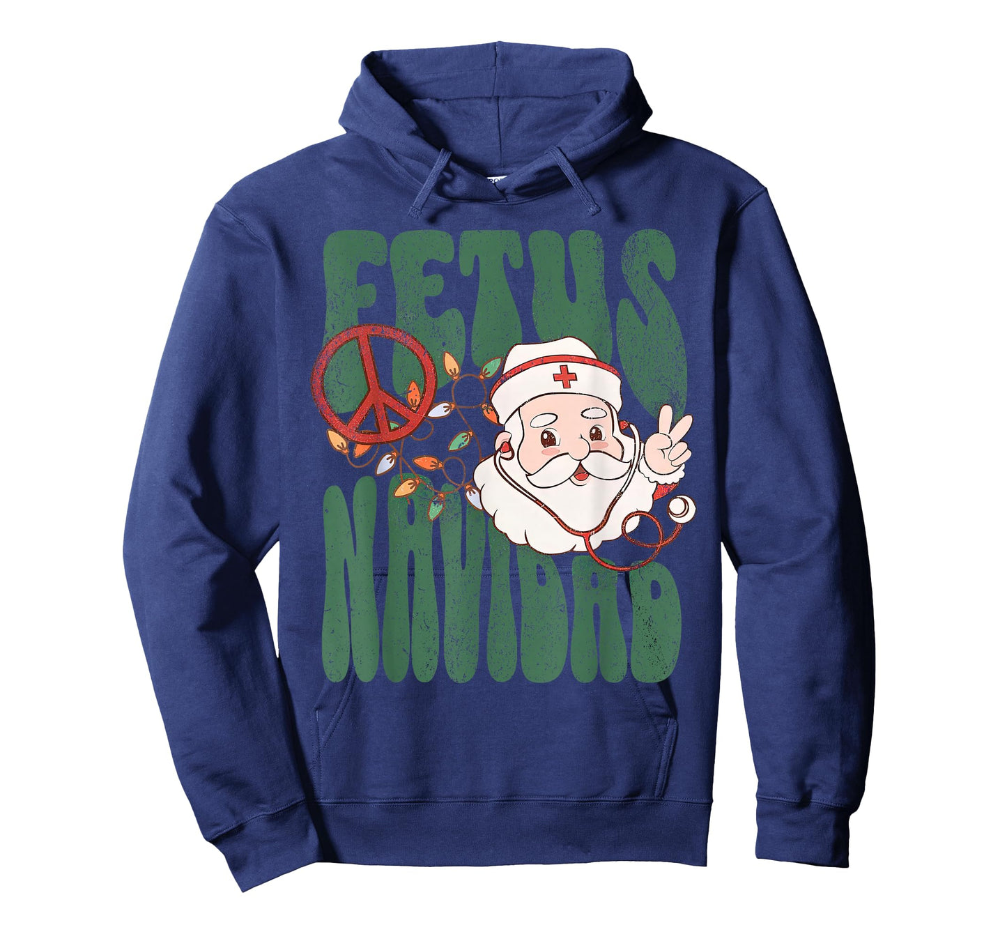 Retro Fetus Navidad Santa Claus Christmas OBGYN Nurse Hippie T-Shirt