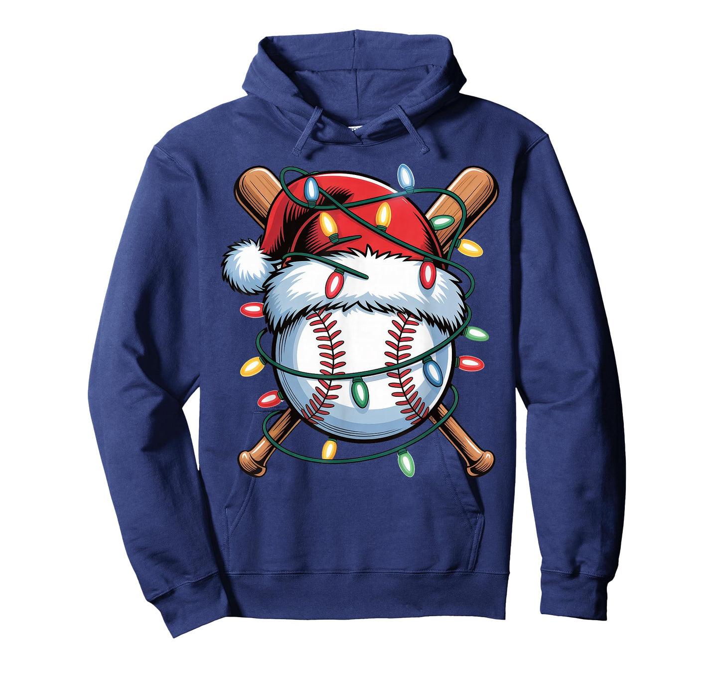 Baseball Christmas Lights Men Boys Youth Santa Sports T-Shirt