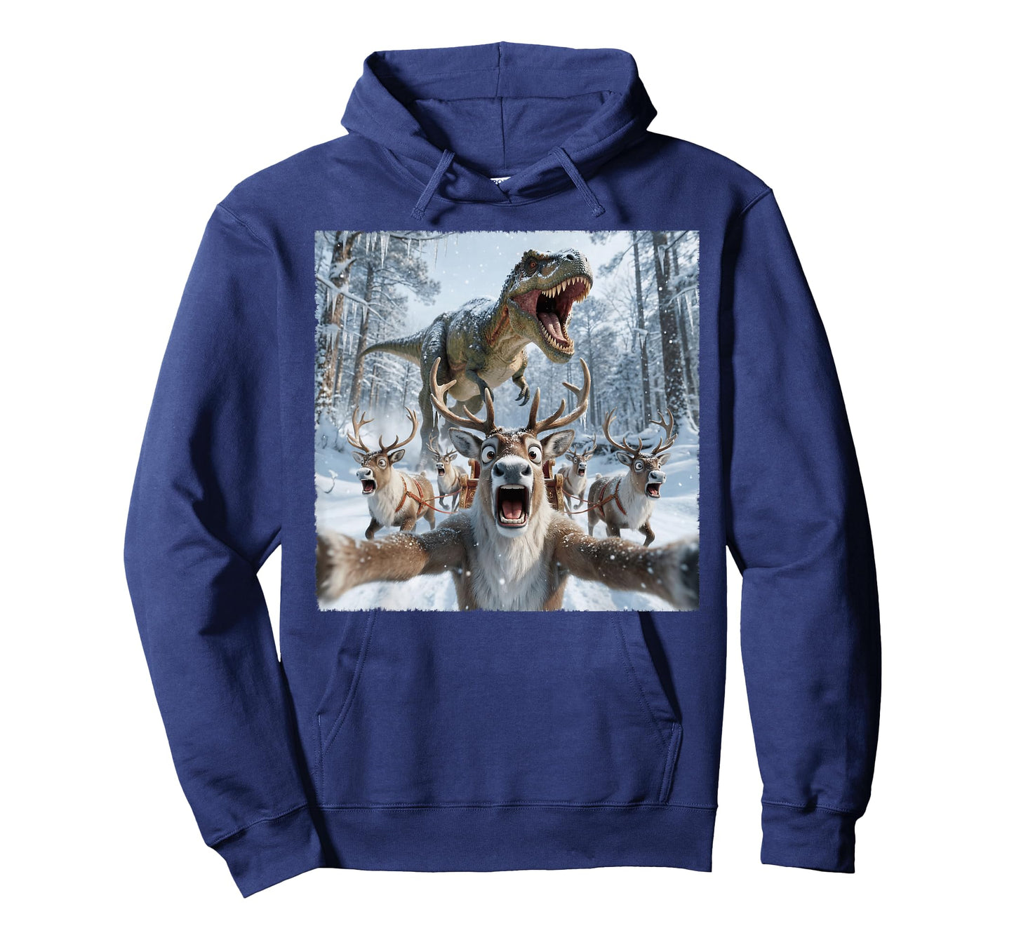 Funny Reindeer Selfie with T-Rex Dinosaur Christmas T-Shirt