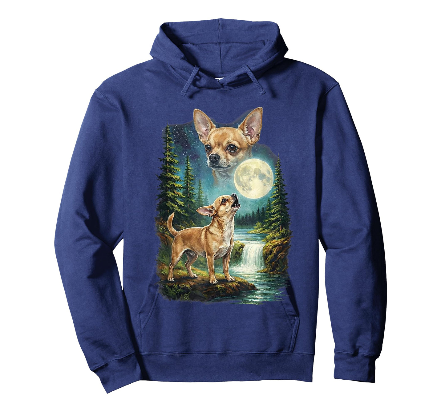Chihuahua Dog Moonlit Night Art Chihuahua Howling at Moon T-Shirt