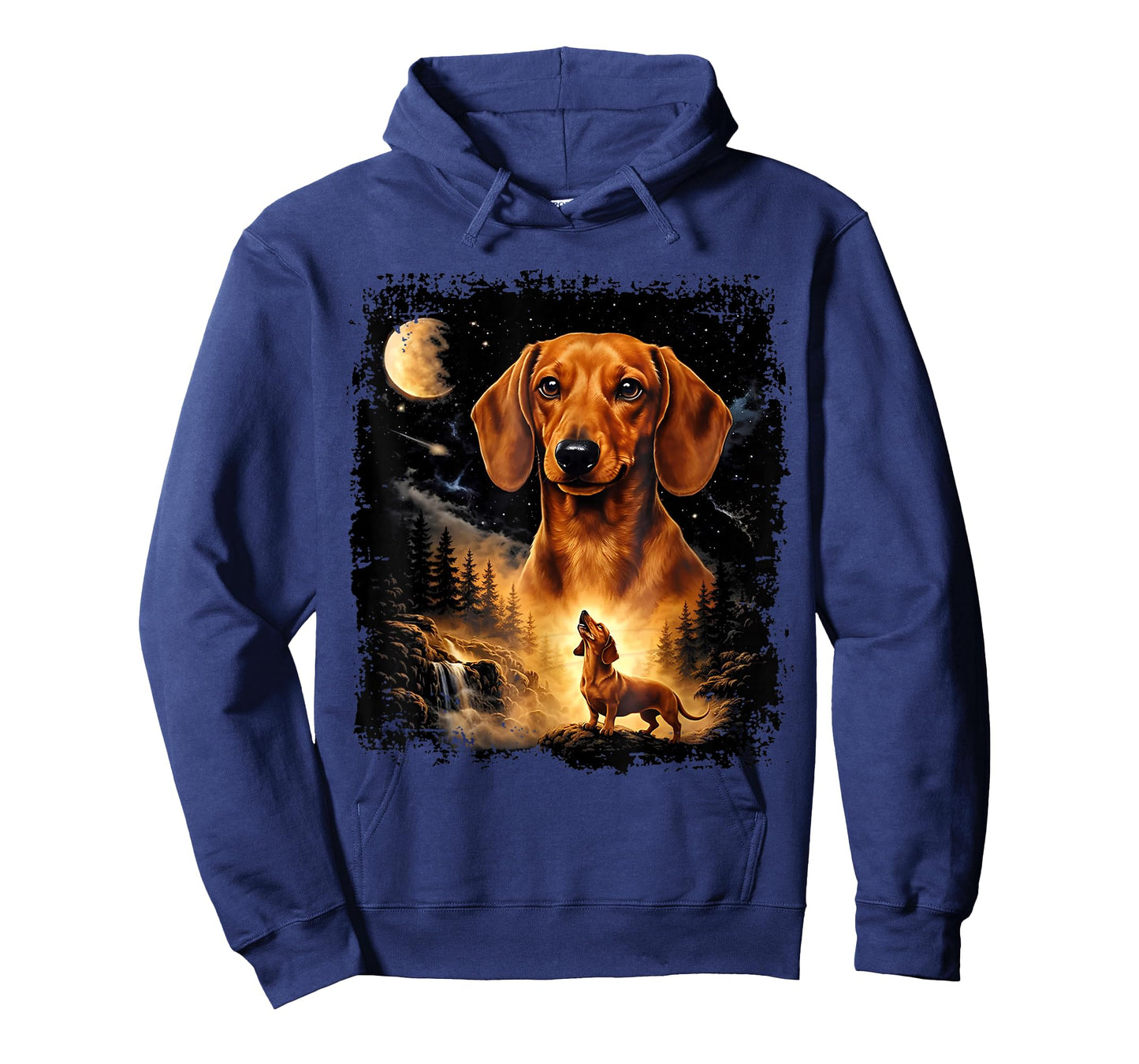 Vintage 90s Dachshund Howling at The Moon Wiener Dog Mom T-Shirt
