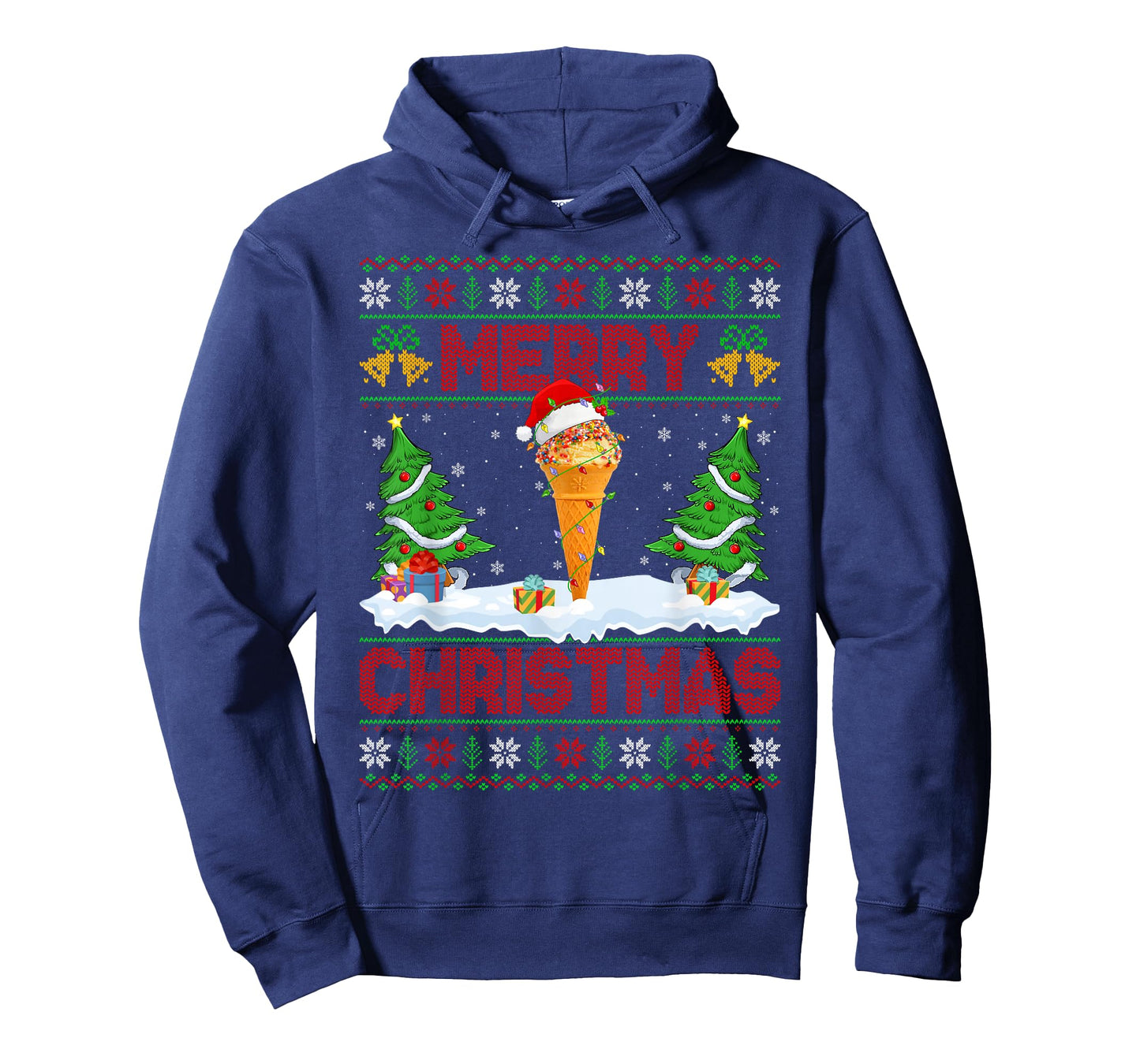 Ice Cream Cone Ugly Xmas Sweaters Funny Lights Christmas T-Shirt