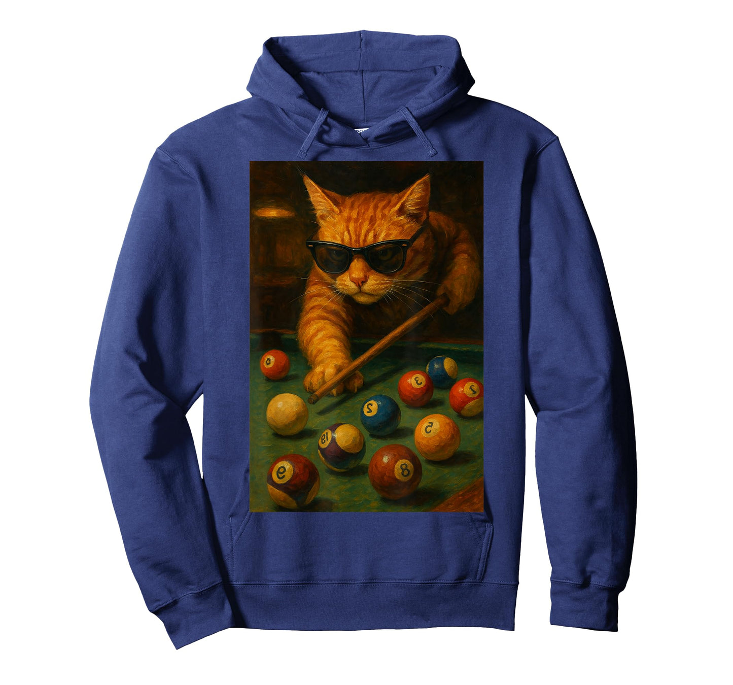Cat Playing Pool Sunglasses Billiards Cool Art Illustration T-Shirt