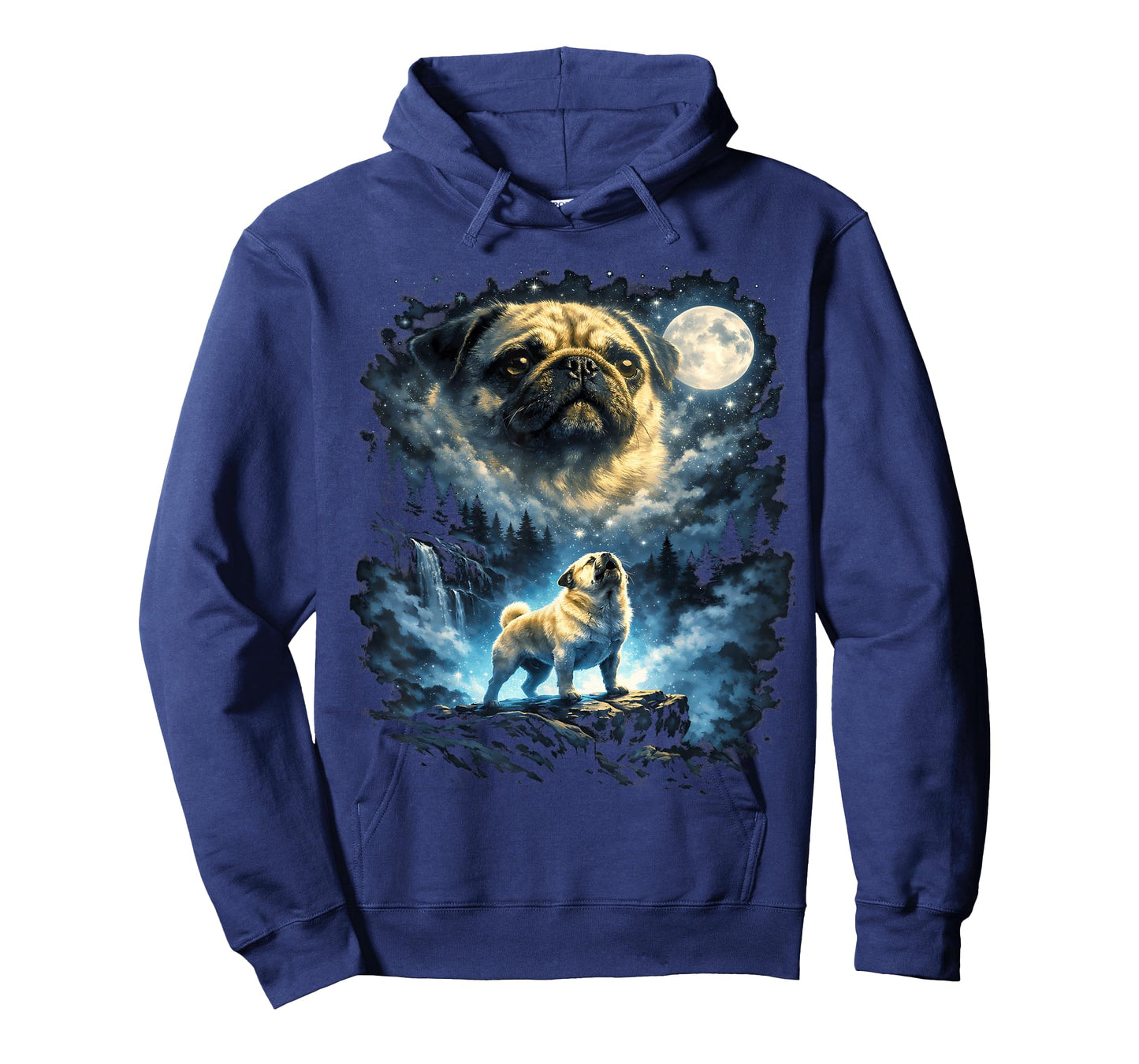 Pug Howling At Moon T-Shirt
