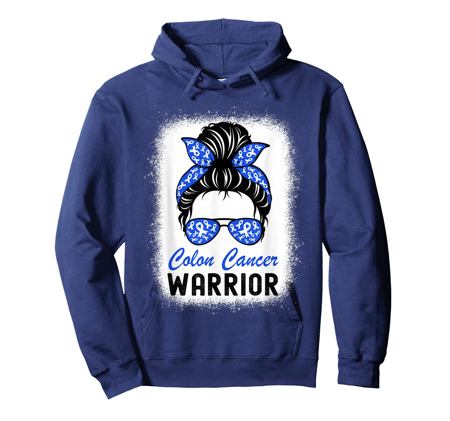 Colon Cancer Warrior CRC Colorectal Cancer Blue Messy Bun T-Shirt