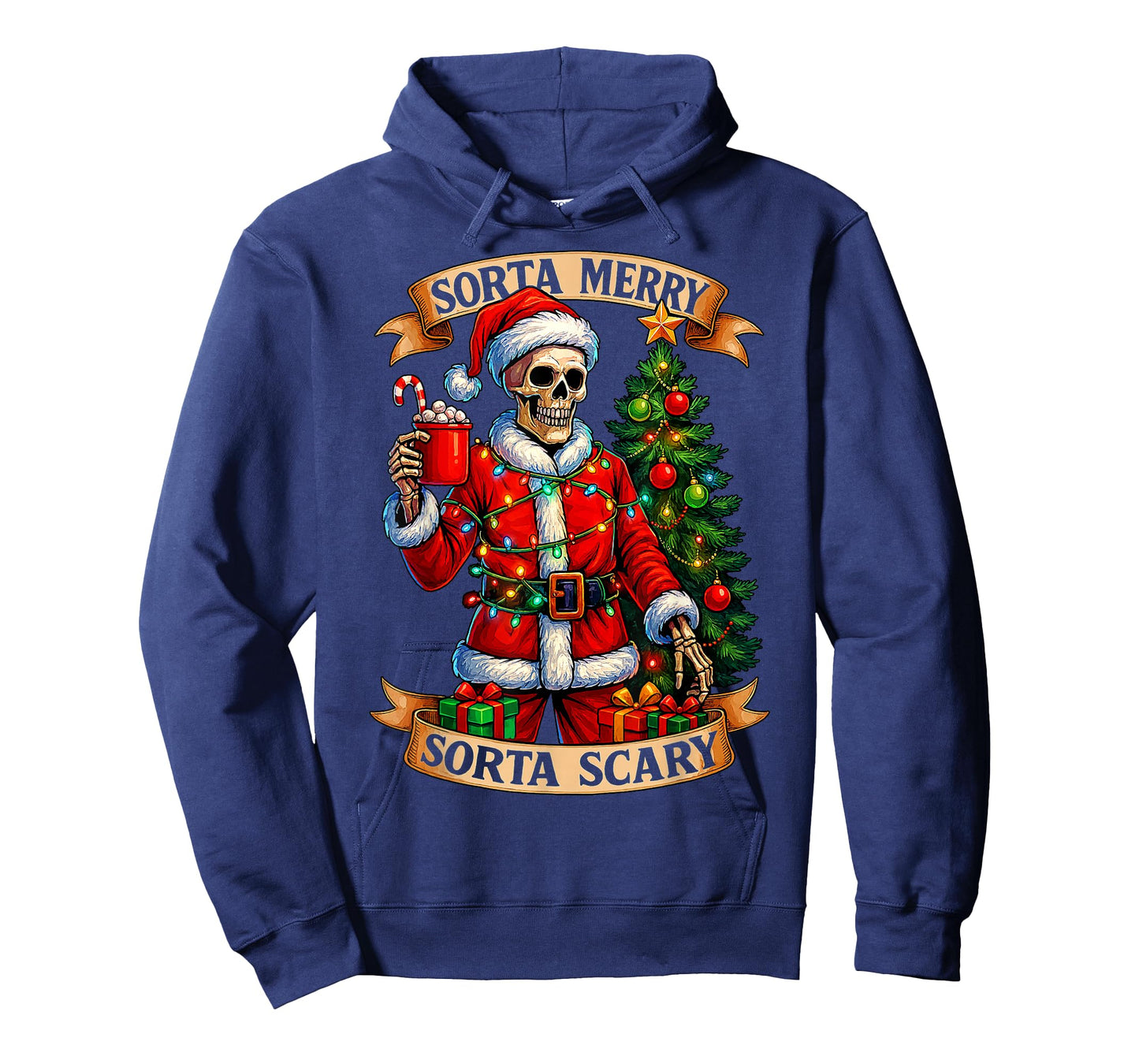 Sorta Merry Sorta Scary Christmas Funny Skeleton Xmas Tree T-Shirt