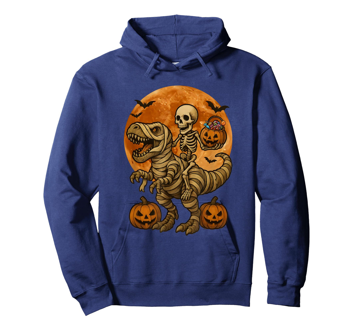 Skeleton on Dinosaur for Spooky Halloween Costume Pumpkin T-Shirt
