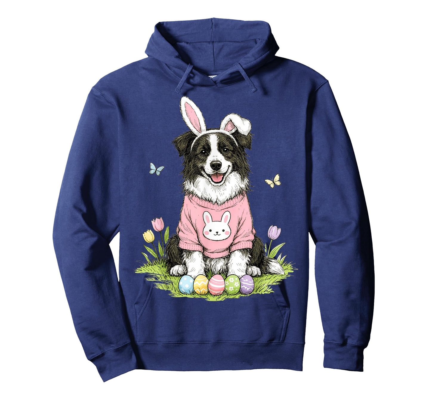 Easter Border Collie Dog Mom Spring Easter Bunny Eggs T-Shirt