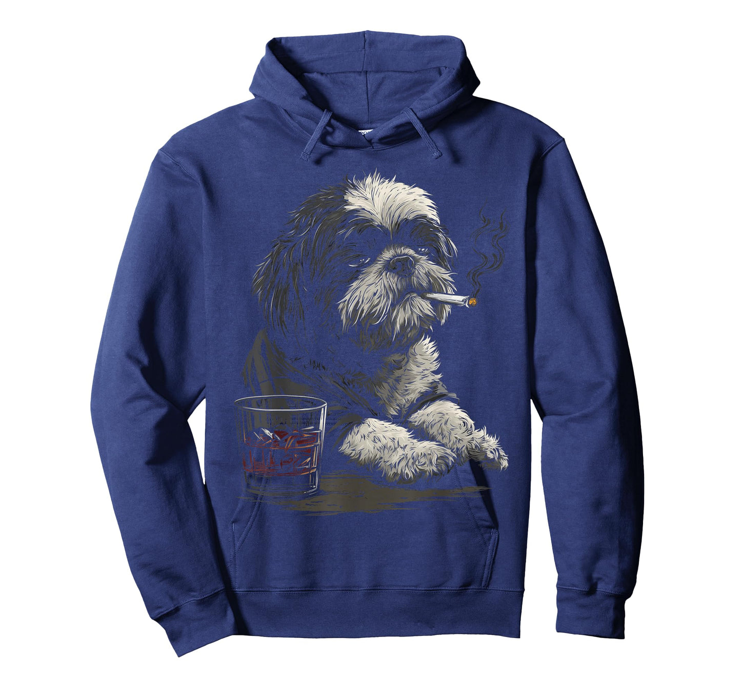 Shih Tzu Smoking Cigarette Whisky Lover Funny Dog T-Shirt