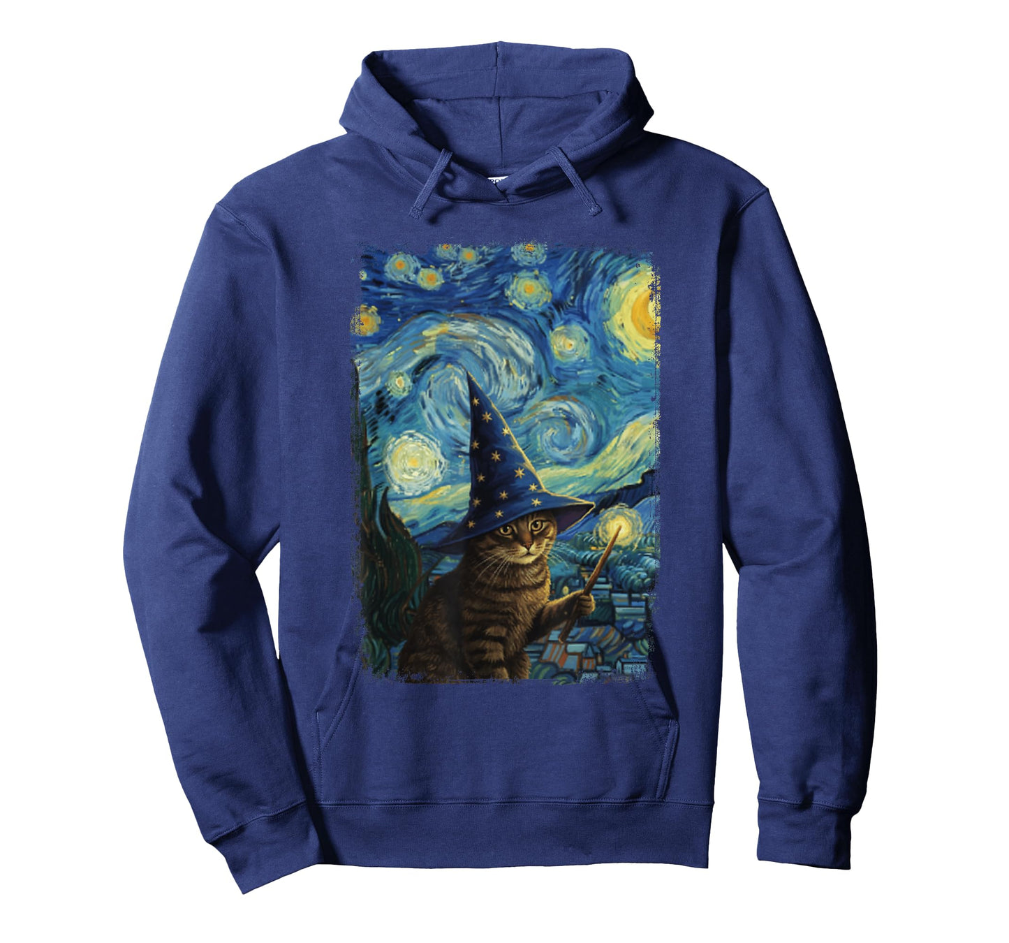 Van Gogh Starry Night Wizard Cat T-Shirt