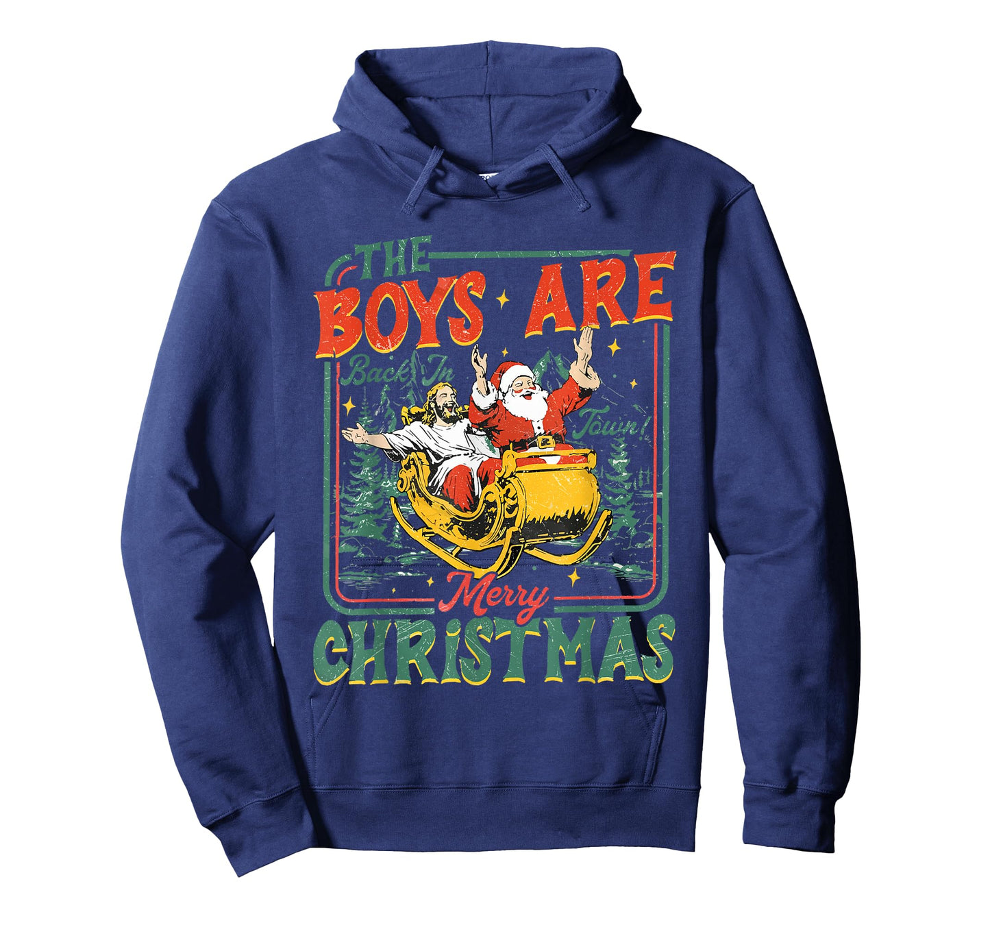 Funny Santa Jesus The Boys are Back in Town Merry Christmas T-Shirt