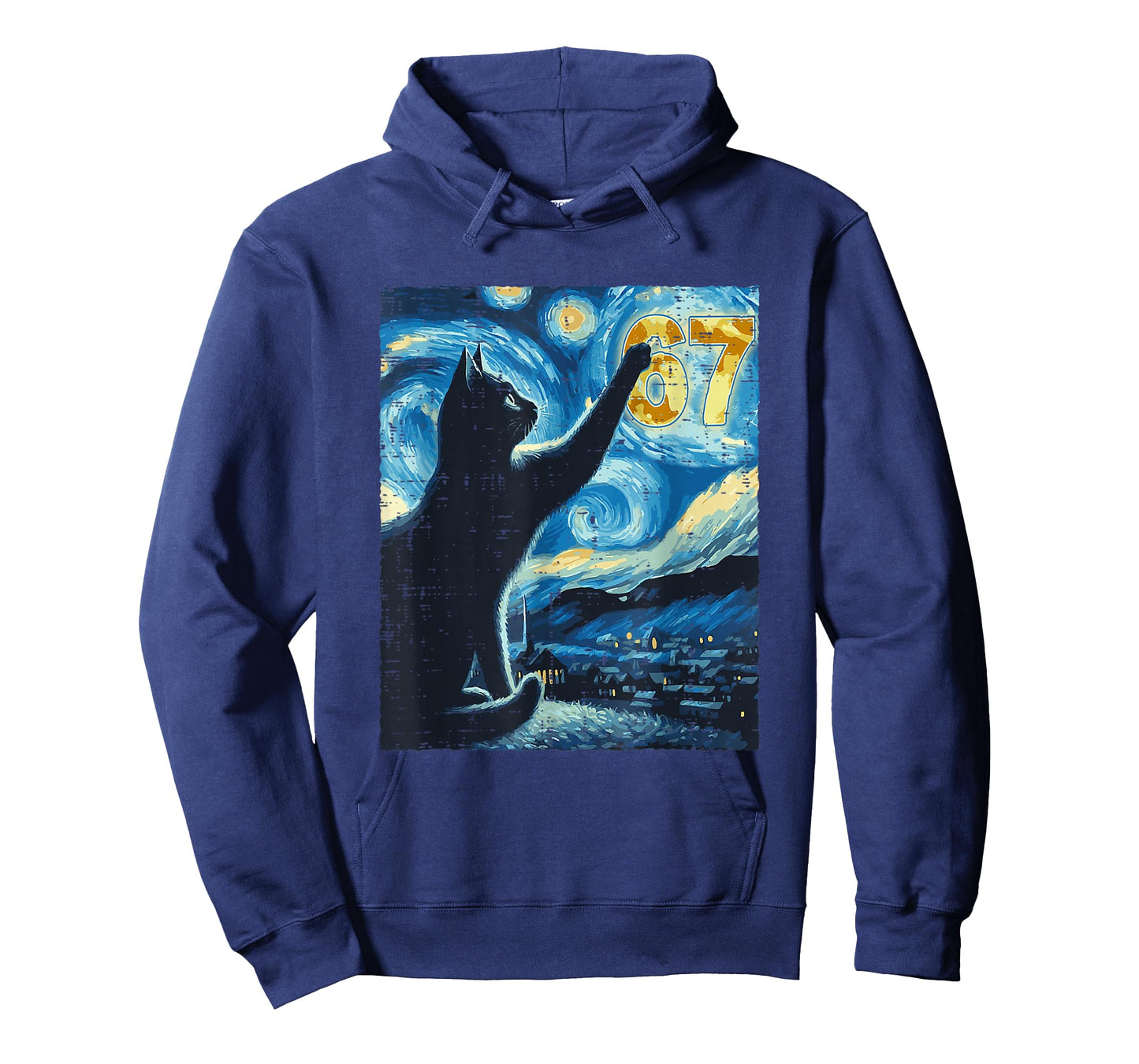 Black Cat Starry Night Van Gogh Cat 67 Six Seven Meme Viral T-Shirt