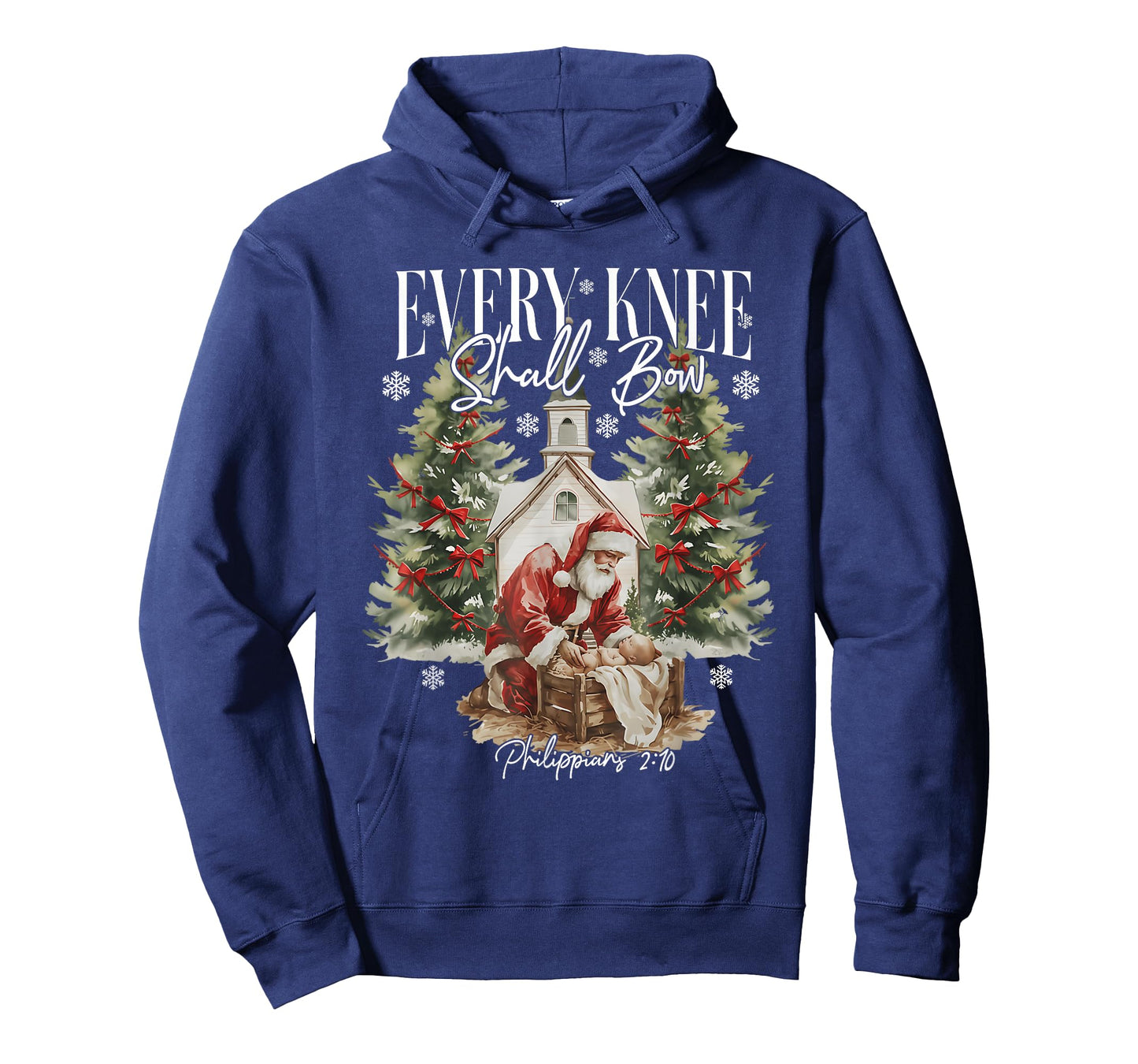 Every Knee Shall Bow Santa Christmas Nativity Scene Xmas T-Shirt
