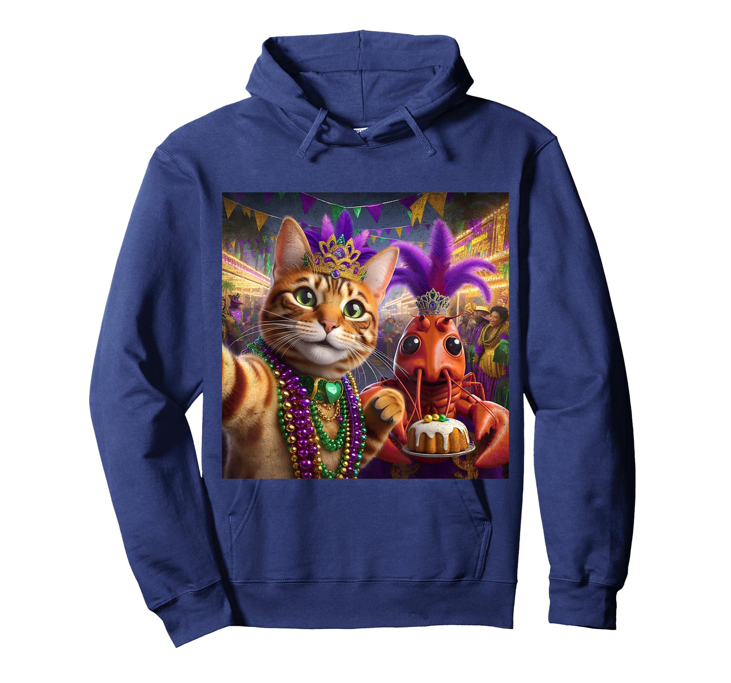 Funny Mardi Gras Crawfish Cat Selfie Quote T-Shirt