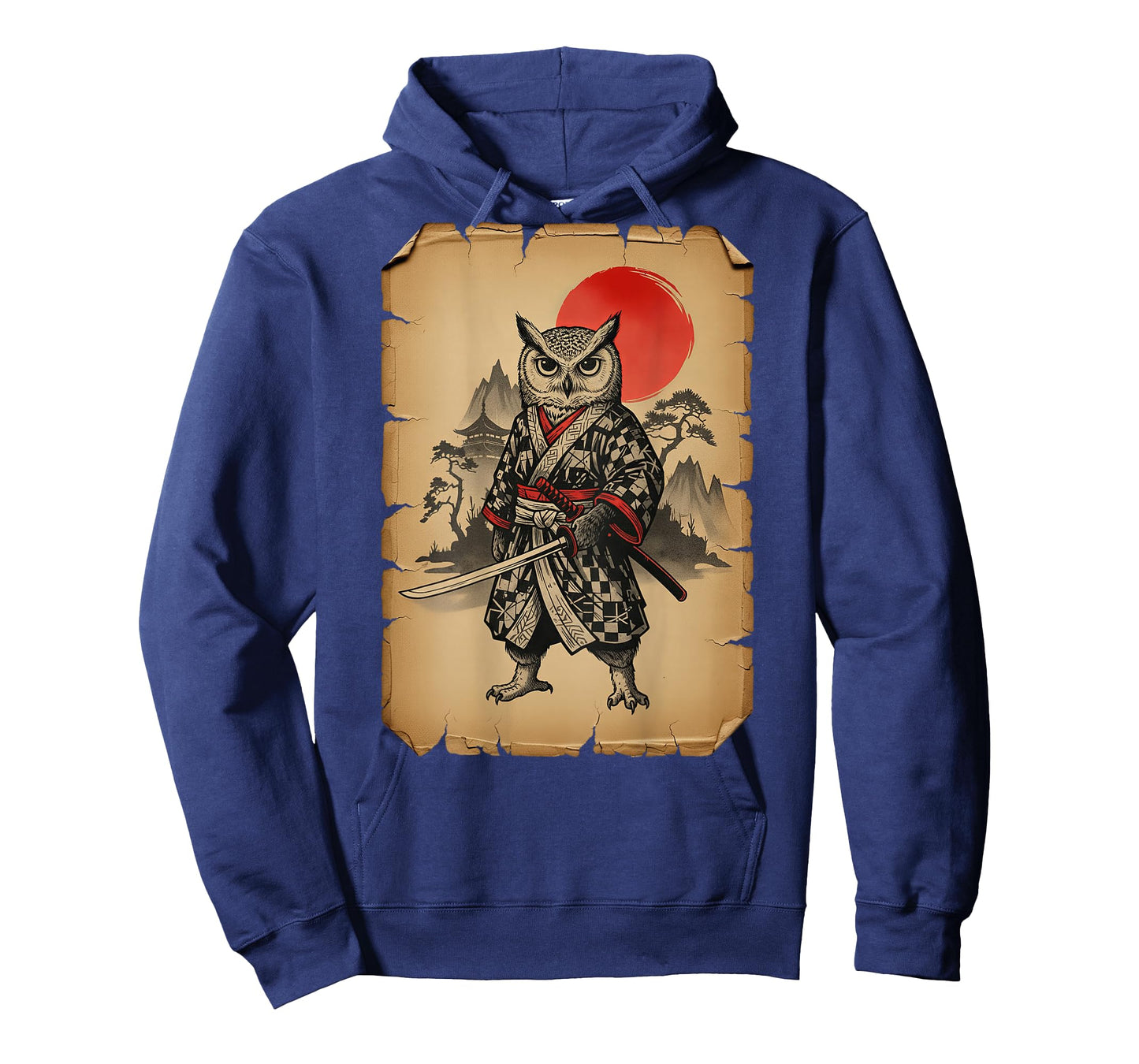Samurai Owl Japanese Art Anime (On Back) T-Shirt