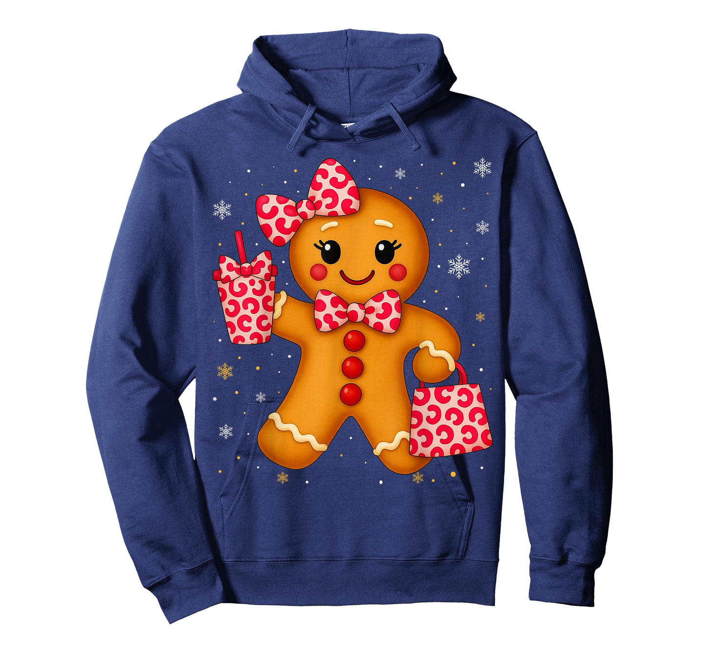 Cute Gingerbread Leopard Bow Christmas Xmas Girl Women T-Shirt