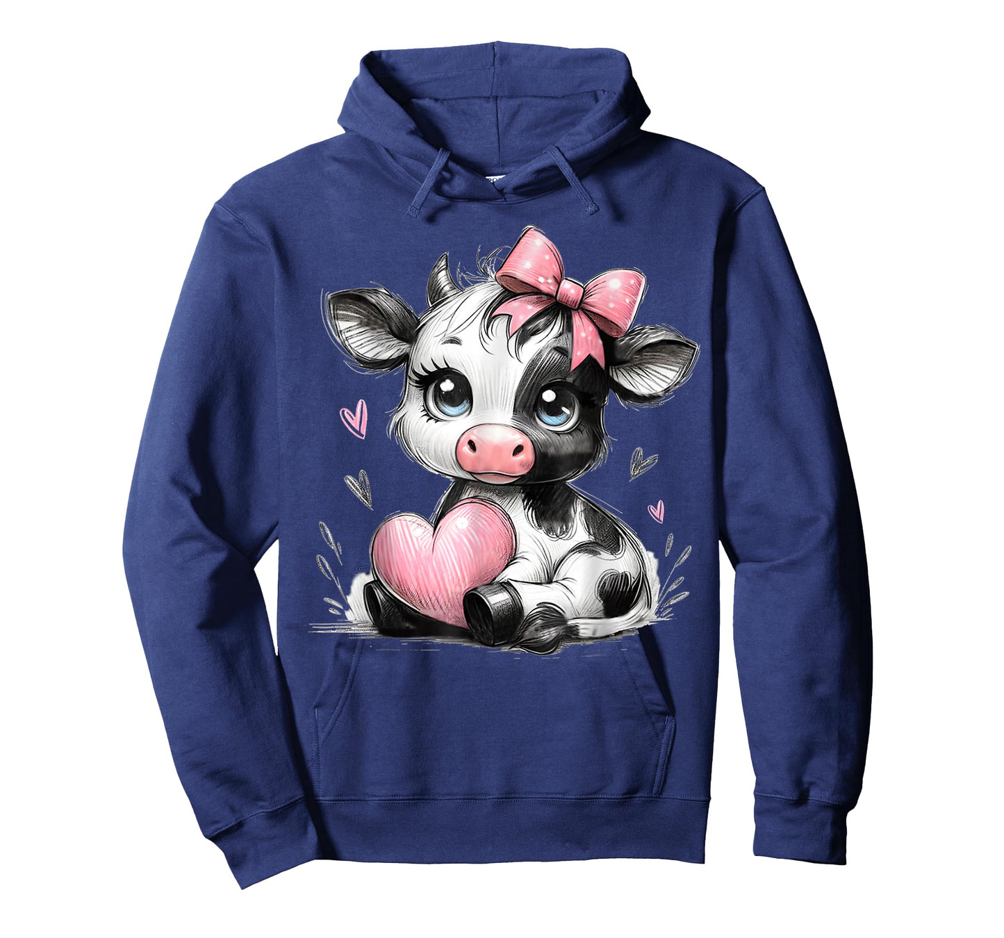 Cute Baby Cow with Pink Coquette Bow Holding Heart T-Shirt