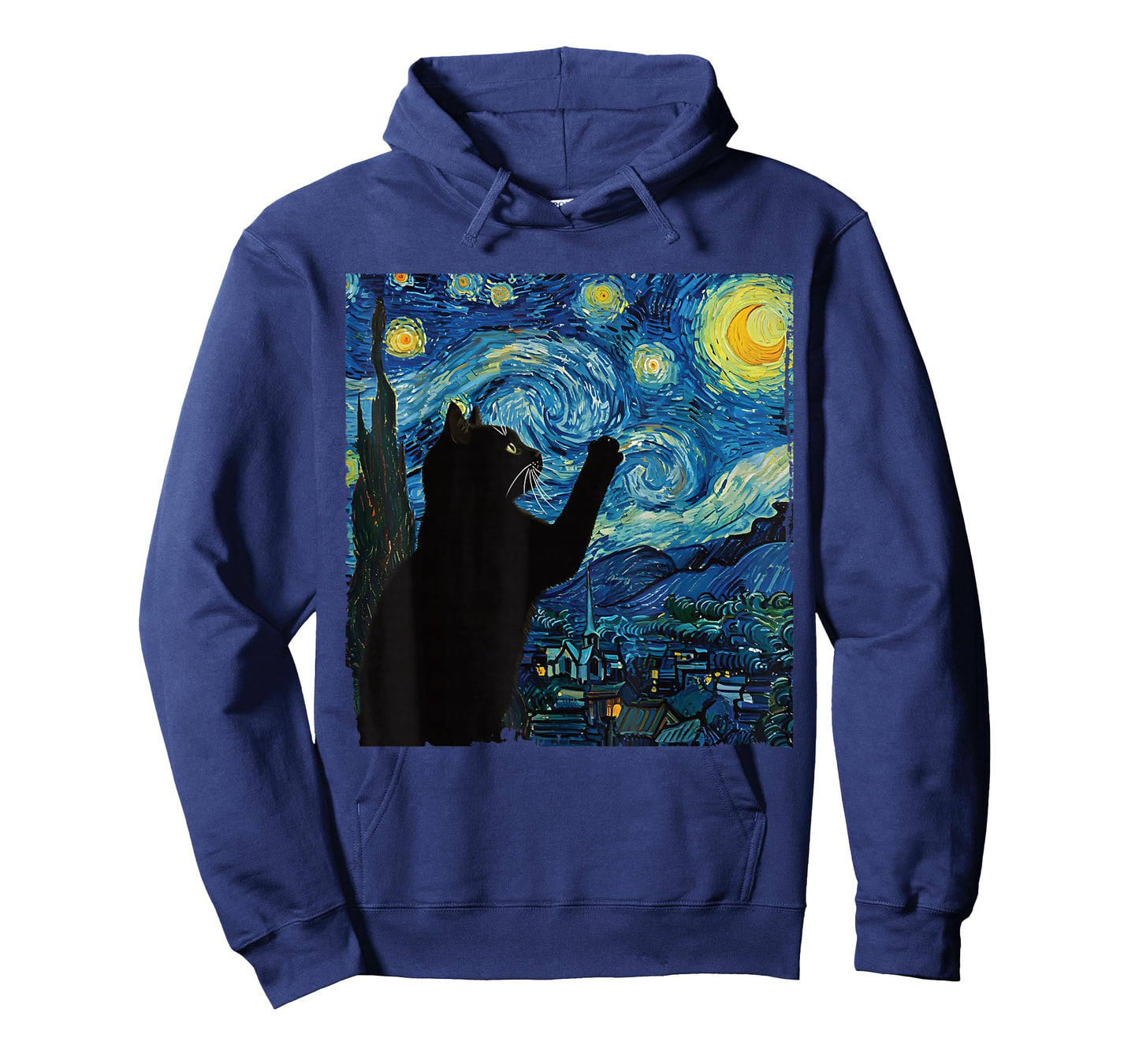Starry Night Cat Art Graphic Cute Night Sky Painting Design T-Shirt